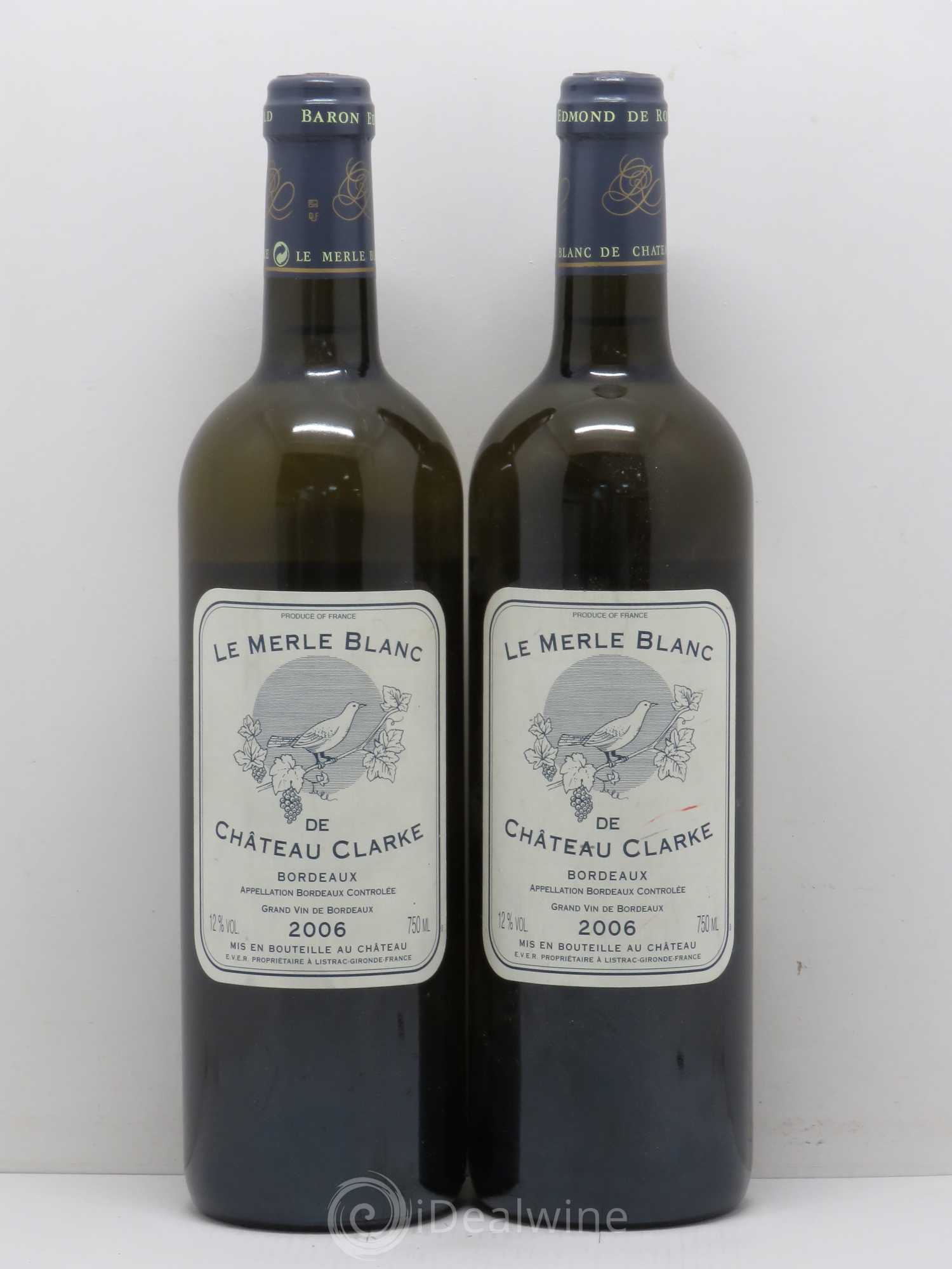 Bordeaux Le Merle Château Clarke (sans prix de réserve) 2006 - Posten von 2 Flaschen - 0