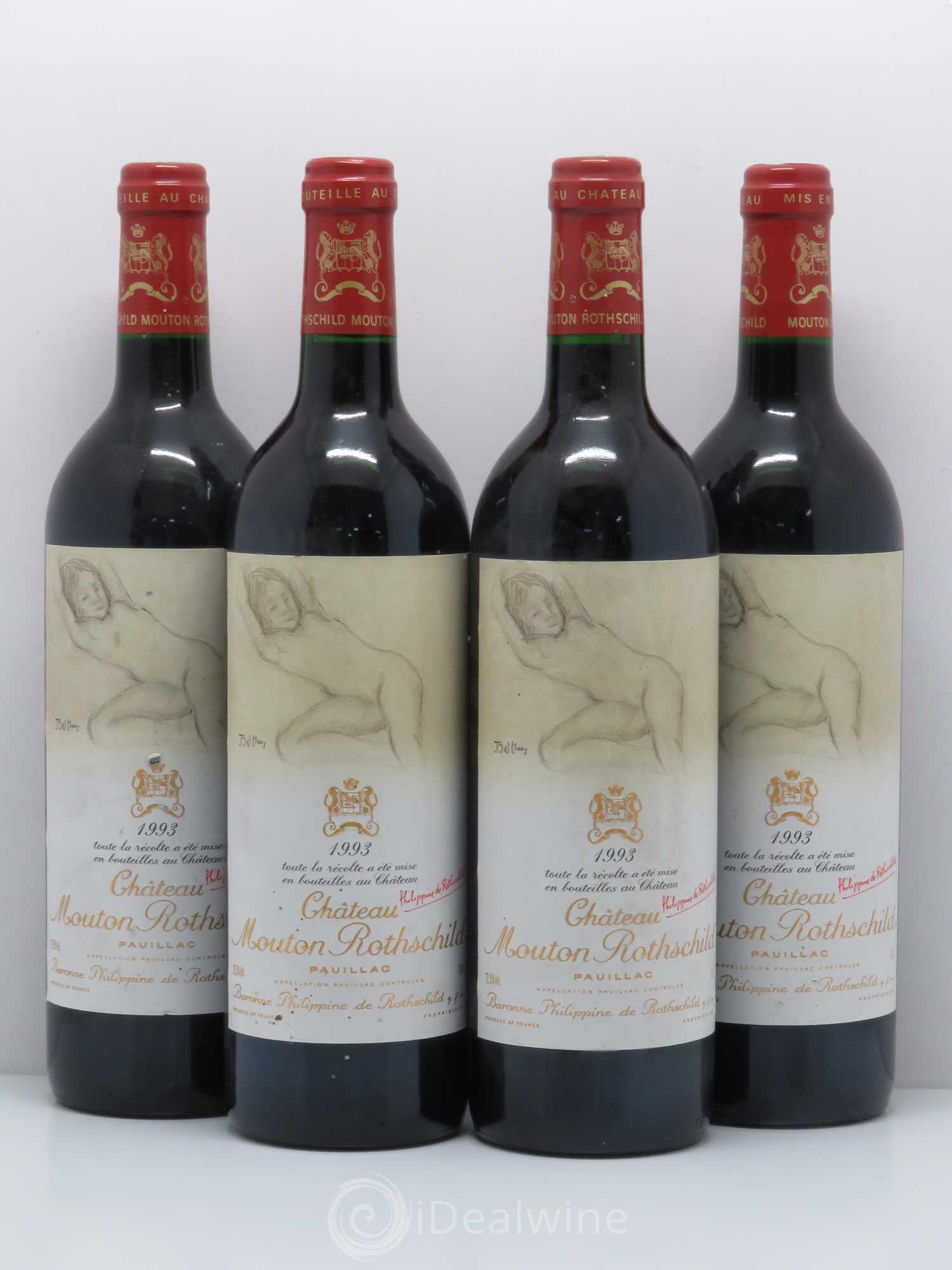 Château Mouton Rothschild 1er Grand Cru Classé 1993 - Lot de 4 bouteilles - 0