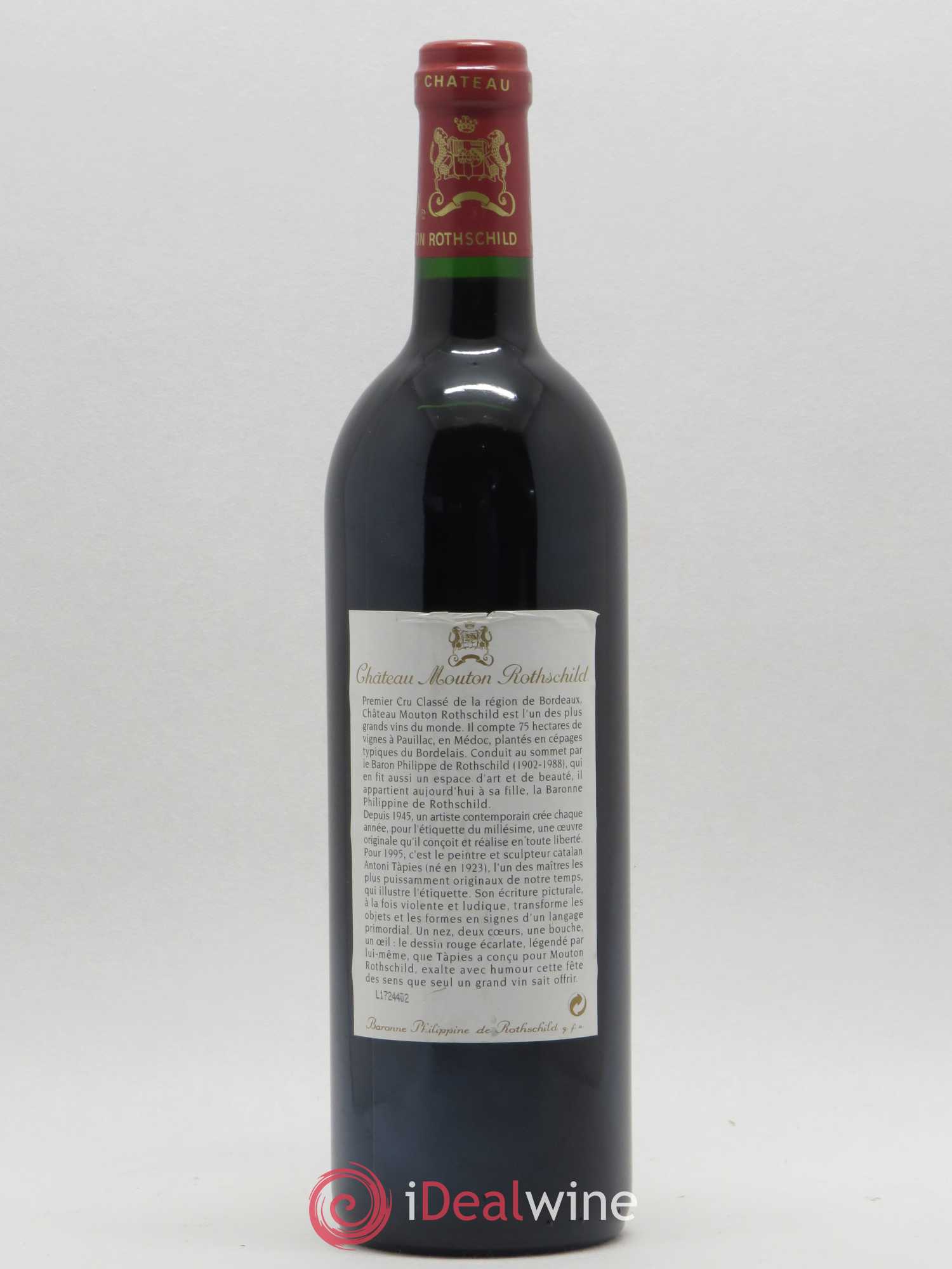 Château Mouton Rothschild 1er Grand Cru Classé 1995 - Lot de 1 bouteille - 1