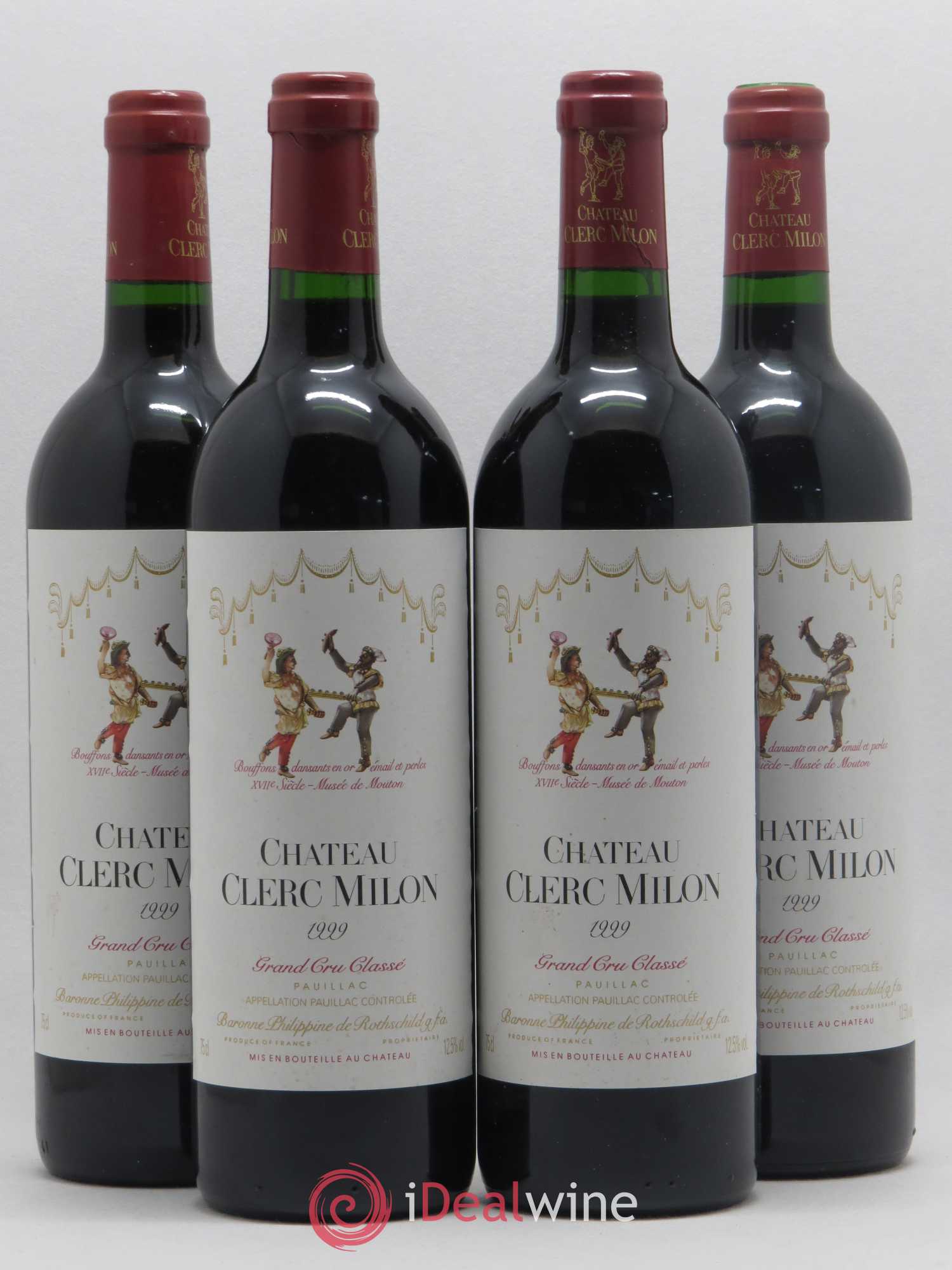 Château Clerc Milon 5ème Grand Cru Classé 1999 - Lot de 4 bouteilles - 0