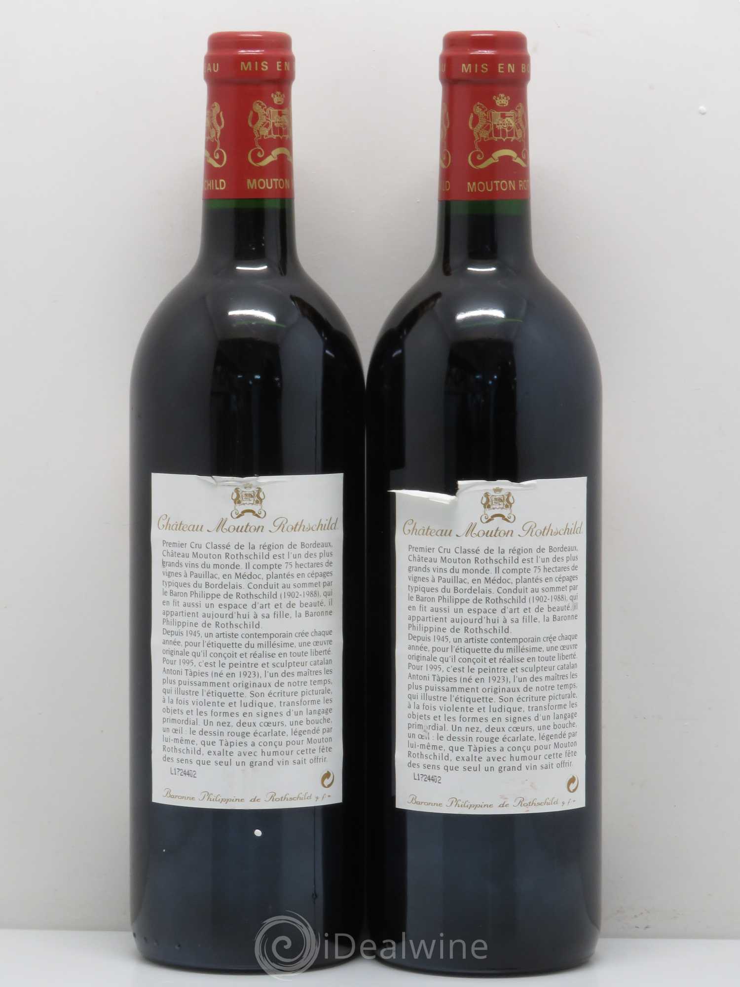 Château Mouton Rothschild 1er Grand Cru Classé 1995 - Lot de 2 bouteilles - 1