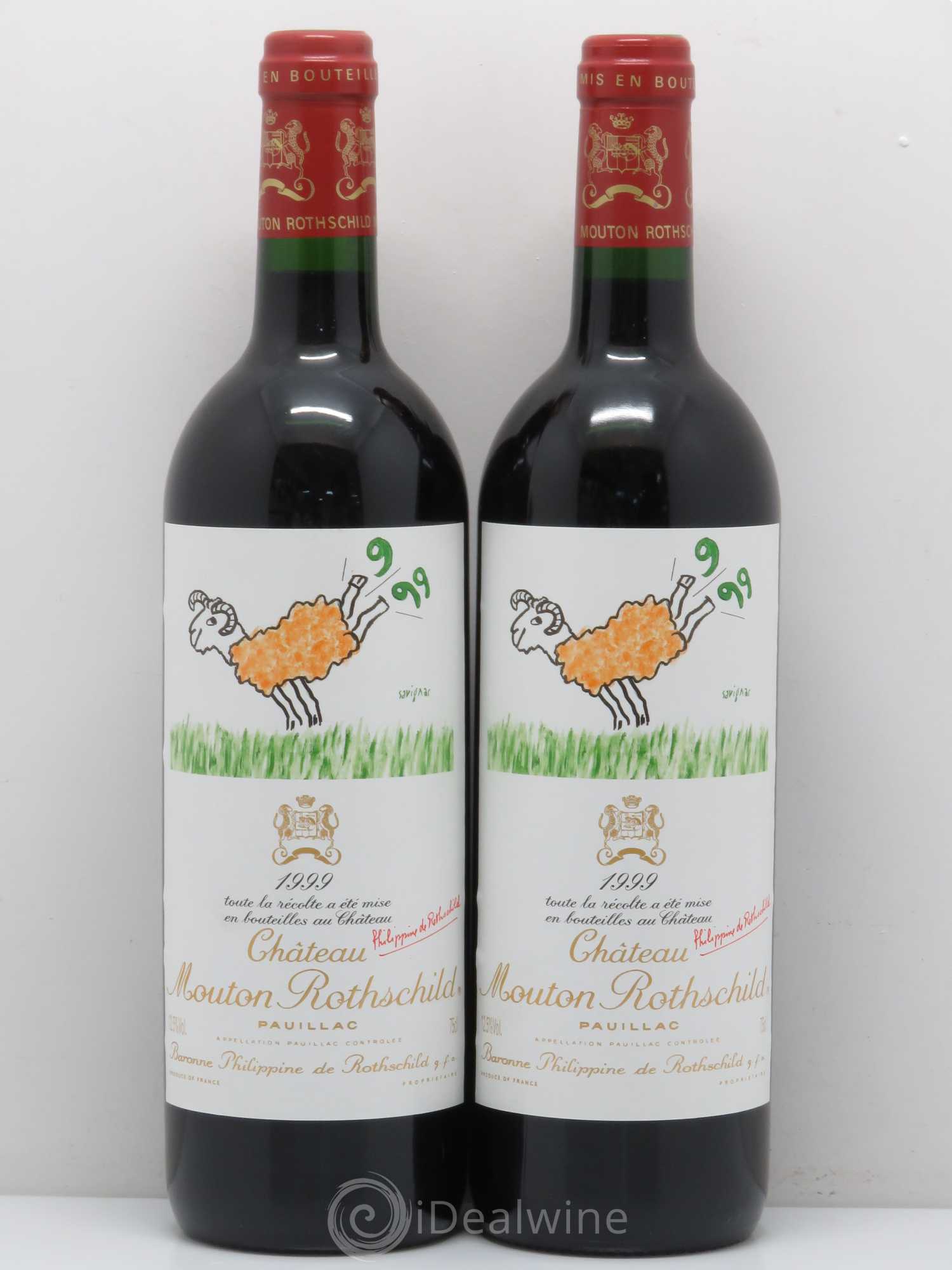 Château Mouton Rothschild 1er Grand Cru Classé 1999 - Lot de 2 bouteilles - 0