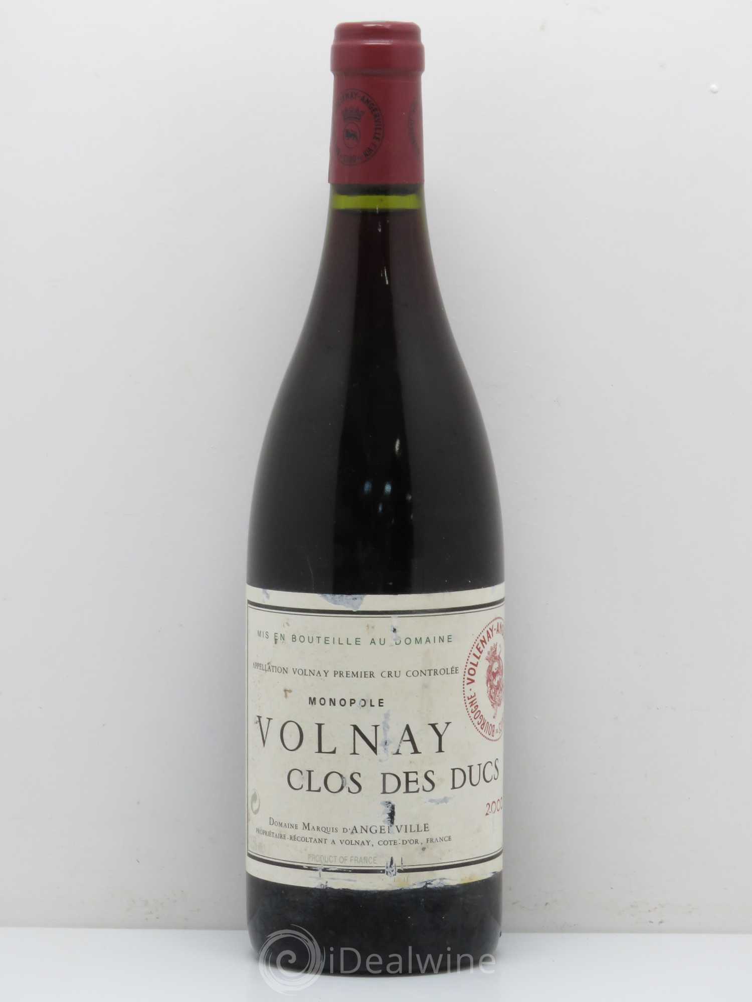 Volnay 1er Cru Clos des Ducs Marquis d'Angerville (Domaine) 2000 - Lot de 1 bouteille - 0