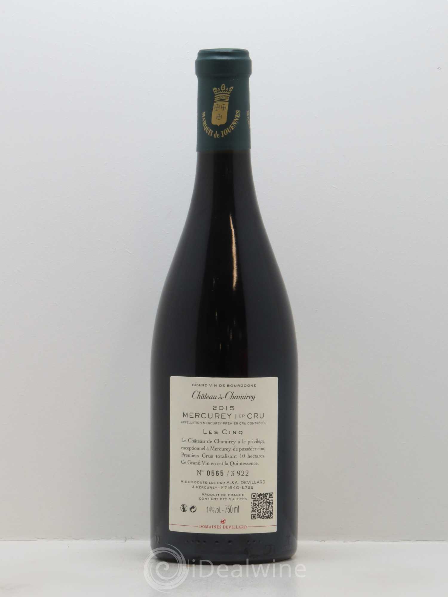 Mercurey 1er Cru Les Cinq Château de Chamirey 2015 - Lot de 1 bouteille - 1
