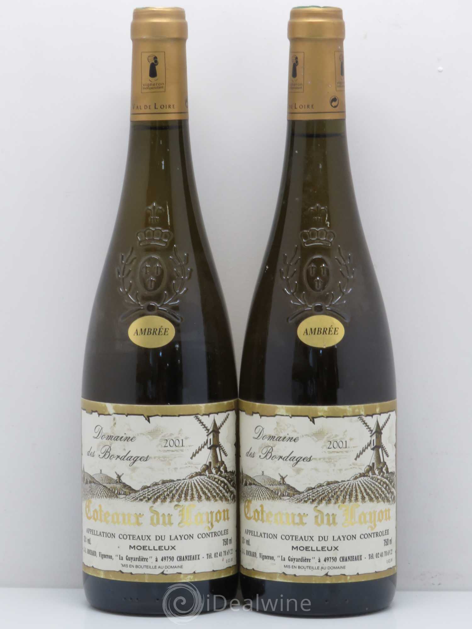 Coteaux du Layon Domaine Des Bordages (sans prix de réserve) 2001 - Lotto di 2 bottiglie - 0