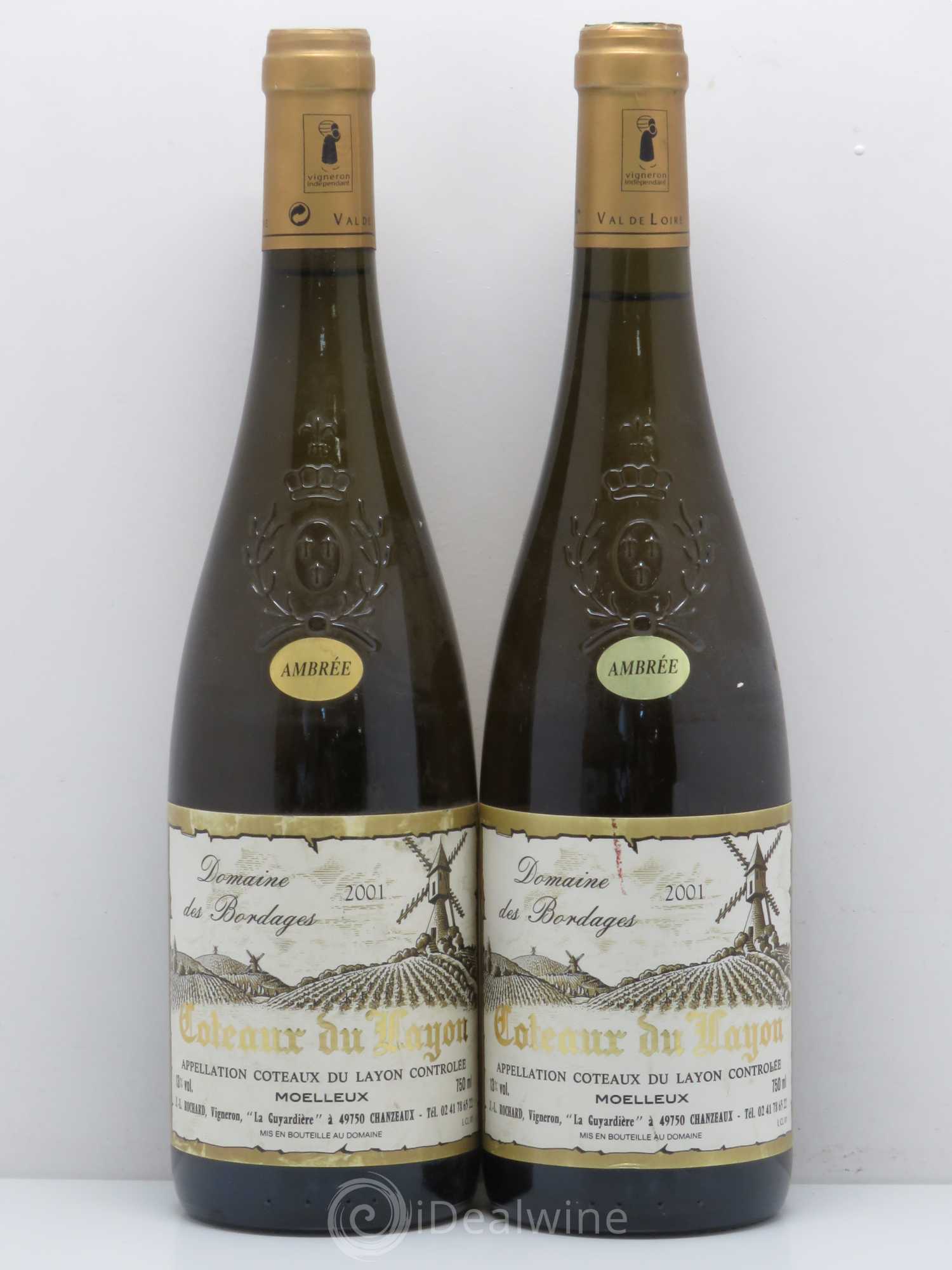 Coteaux du Layon Domaine Des Bordages (sans prix de réserve) 2001 - Lotto di 2 bottiglie - 0