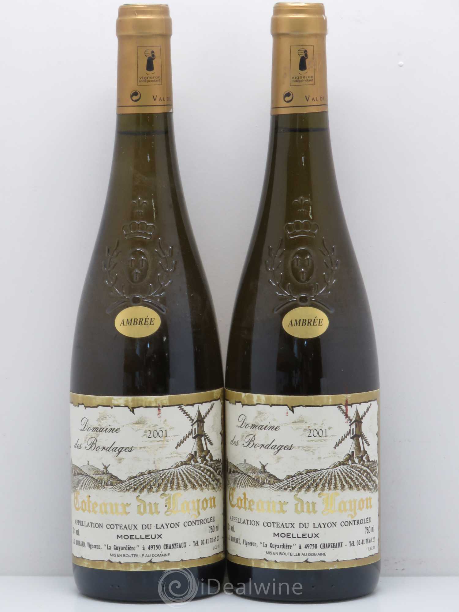 Coteaux du Layon Domaine Des Bordages (sans prix de réserve) 2001 - Lotto di 2 bottiglie - 0