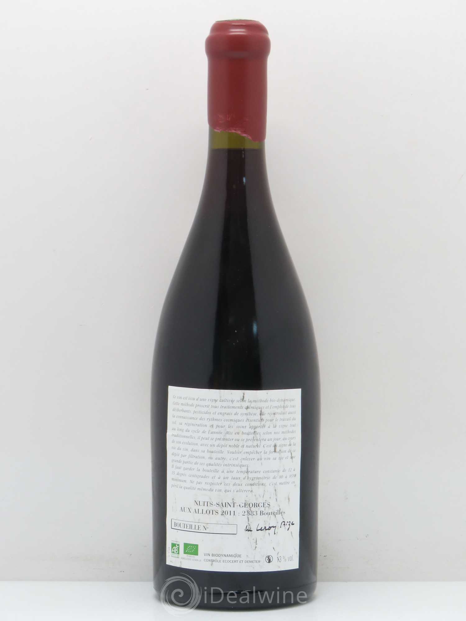 Nuits-Saint-Georges Aux Allots Leroy (Domaine) 2011 - Lot de 1 bouteille - 1