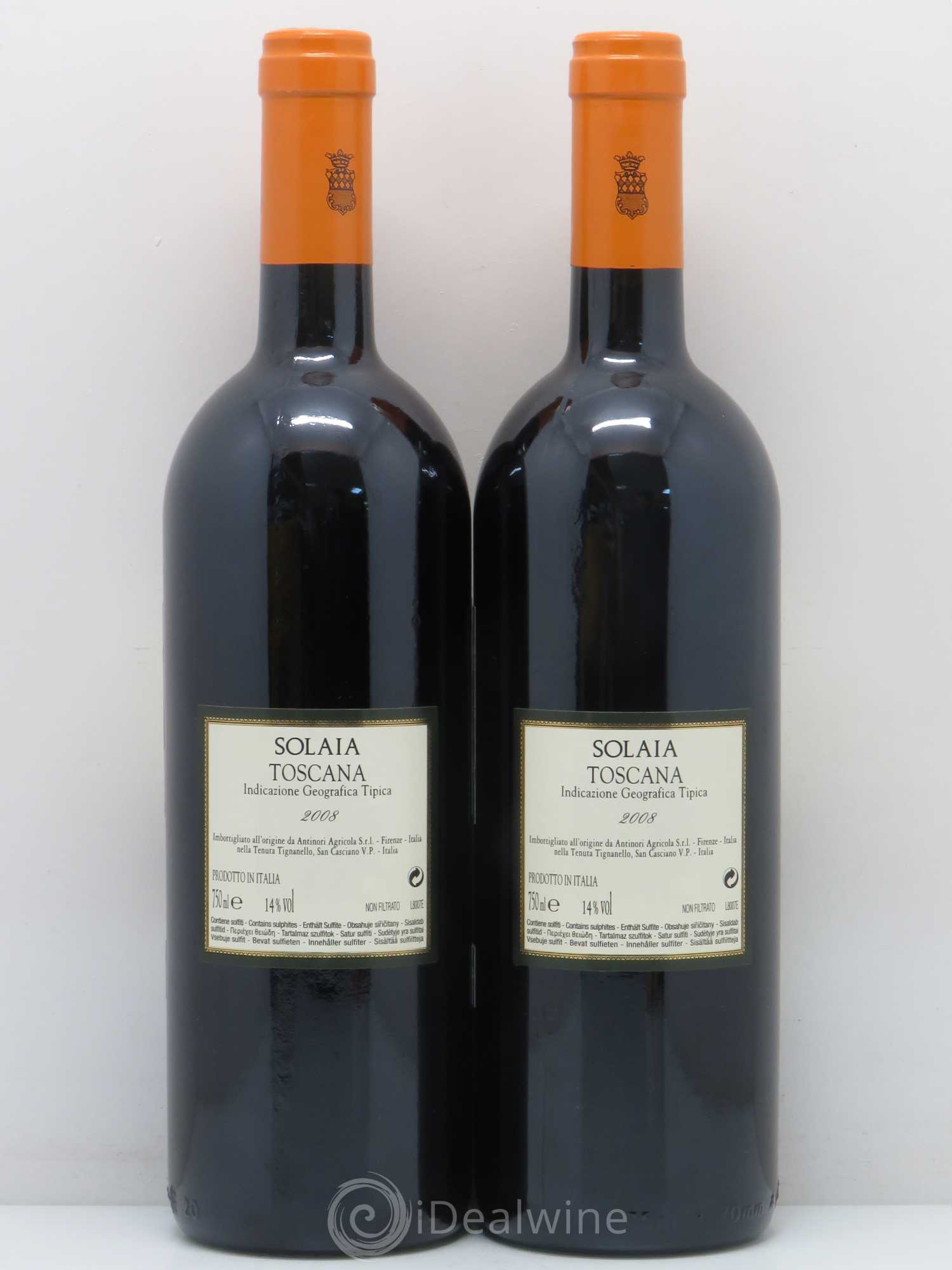 Toscana IGT Solaia Tenuta Tignanello - Marchesi Antinori 2008 - Lot de 2 bouteilles - 1