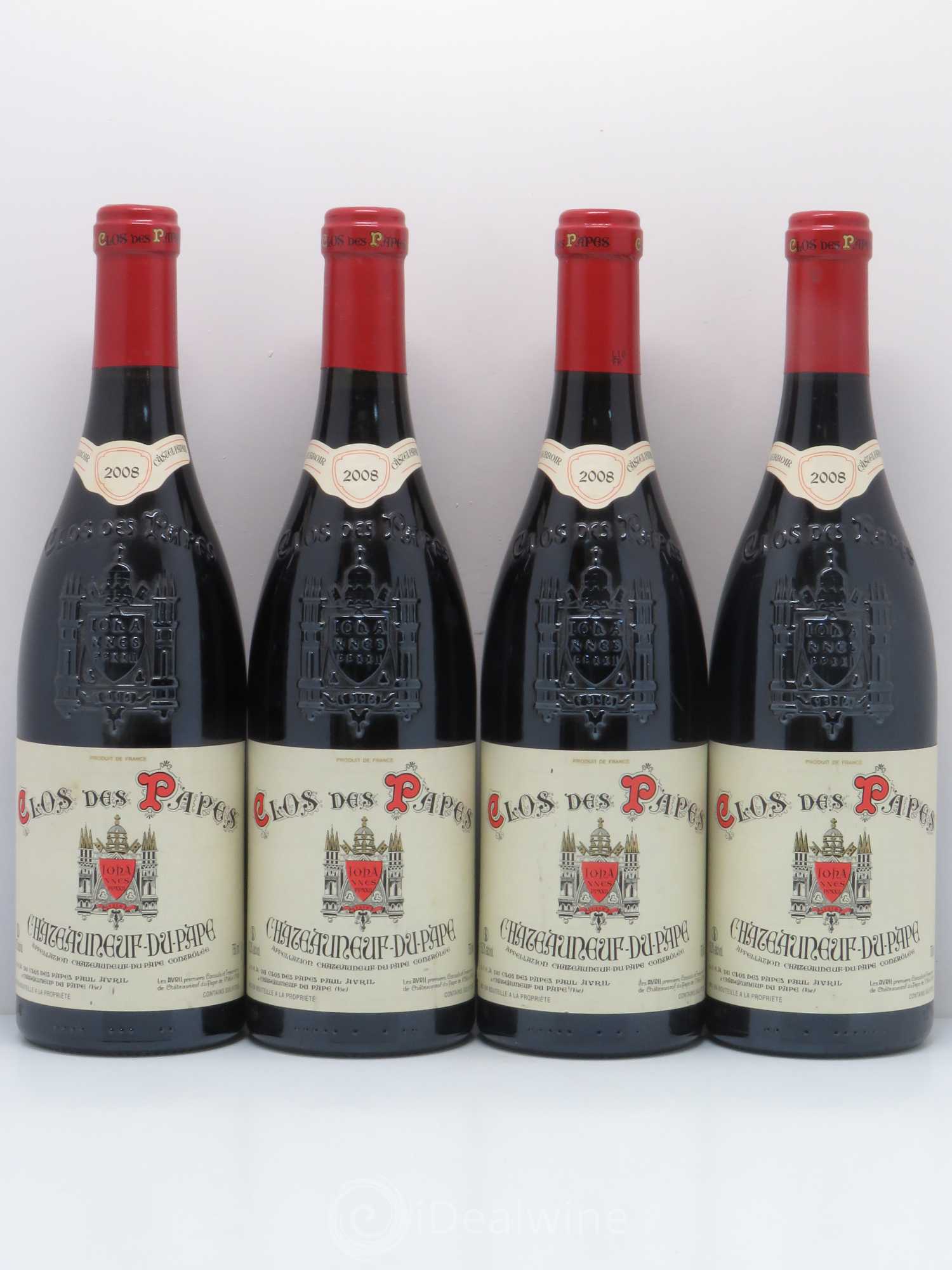 Châteauneuf-du-Pape Clos des Papes - Paul Avril 2008 - Lot de 4 bouteilles - 0