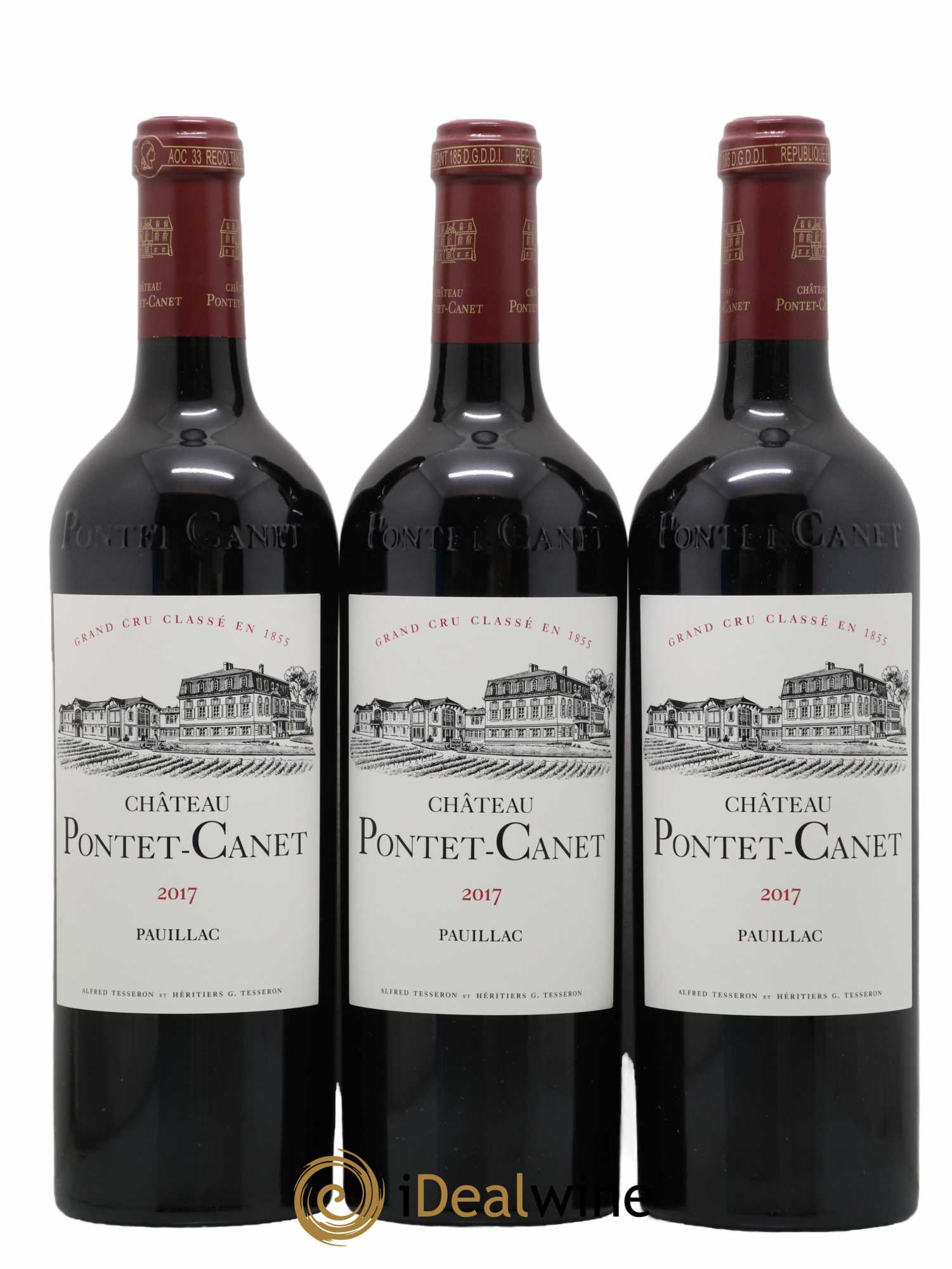 Château Pontet Canet 5ème Grand Cru Classé 2017 - Lot de 3 bouteilles - 0