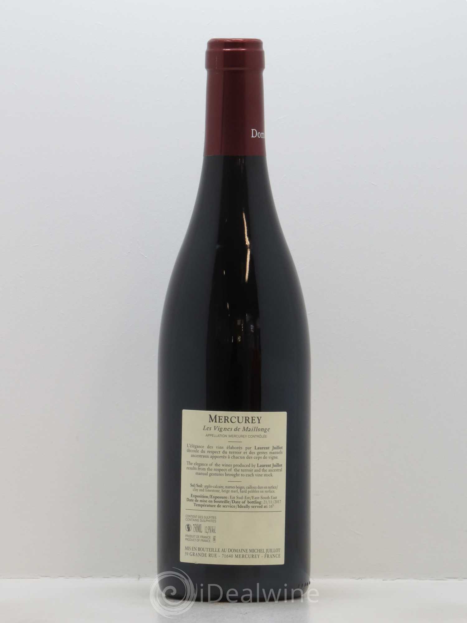 Mercurey Les Vignes de Maillonge Michel Juillot (Domaine) 2016 - Lot de 1 bouteille - 1
