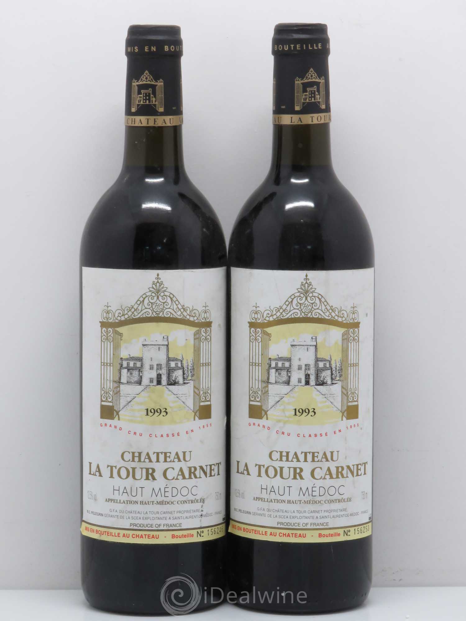 Château la Tour Carnet 4ème Grand Cru Classé 1993 - Lot de 2 bouteilles - 0
