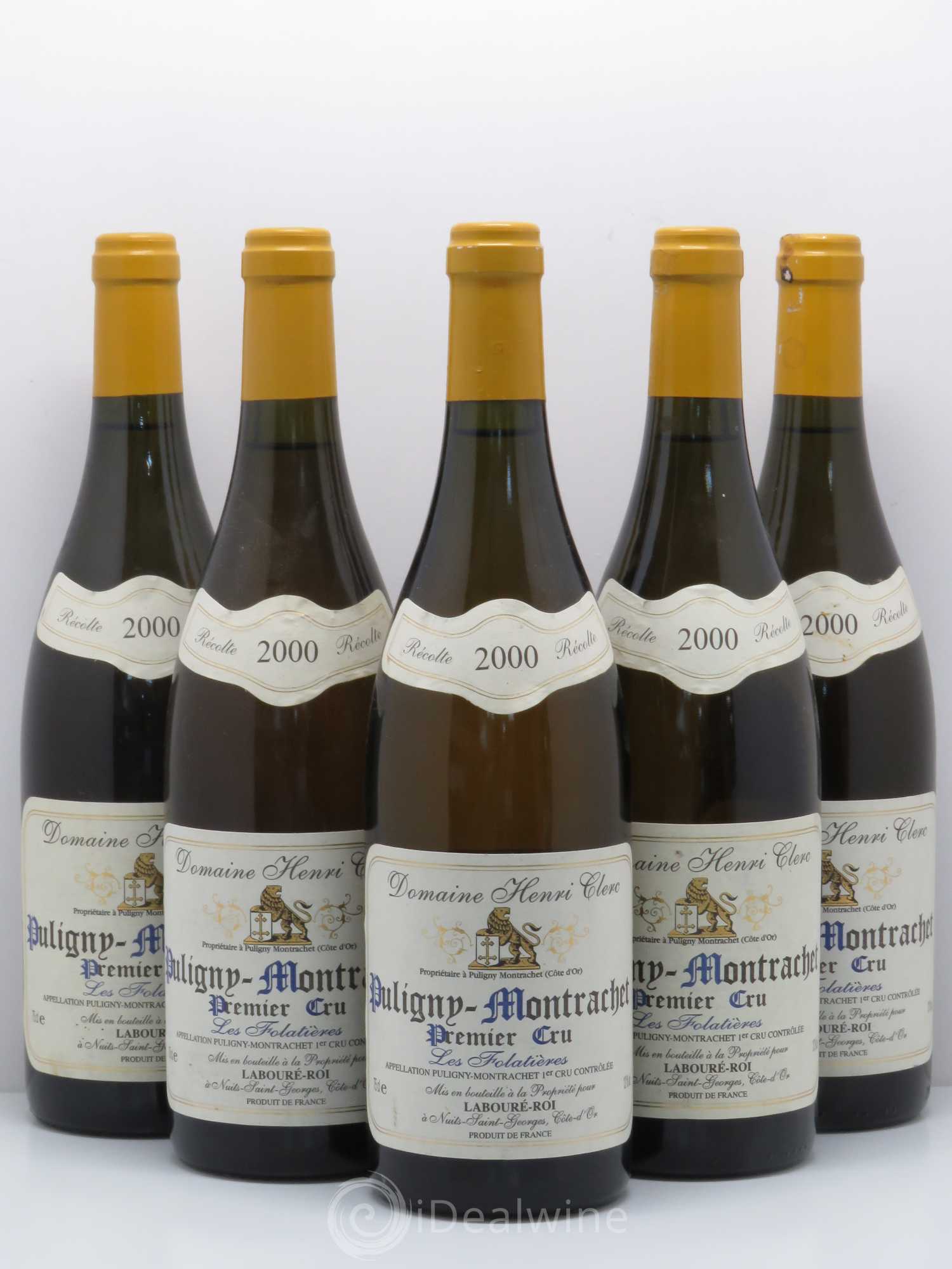 Puligny-Montrachet 1er Cru Les Folatières Domaine Henri Clerc 2000 - Posten von 5 Flaschen - 0