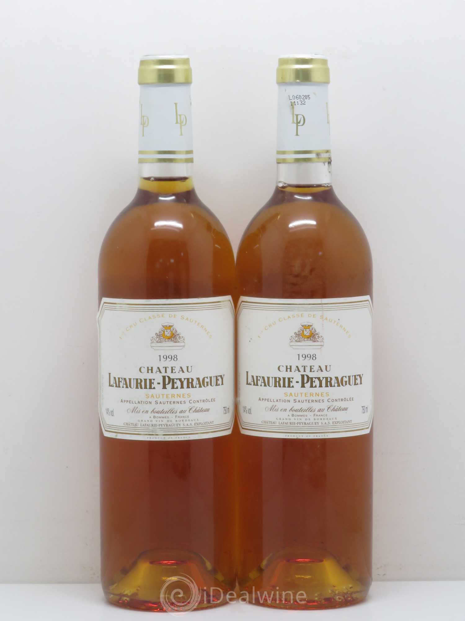 Château Lafaurie-Peyraguey 1er Grand Cru Classé 1998 - Lotto di 2 bottiglie - 0