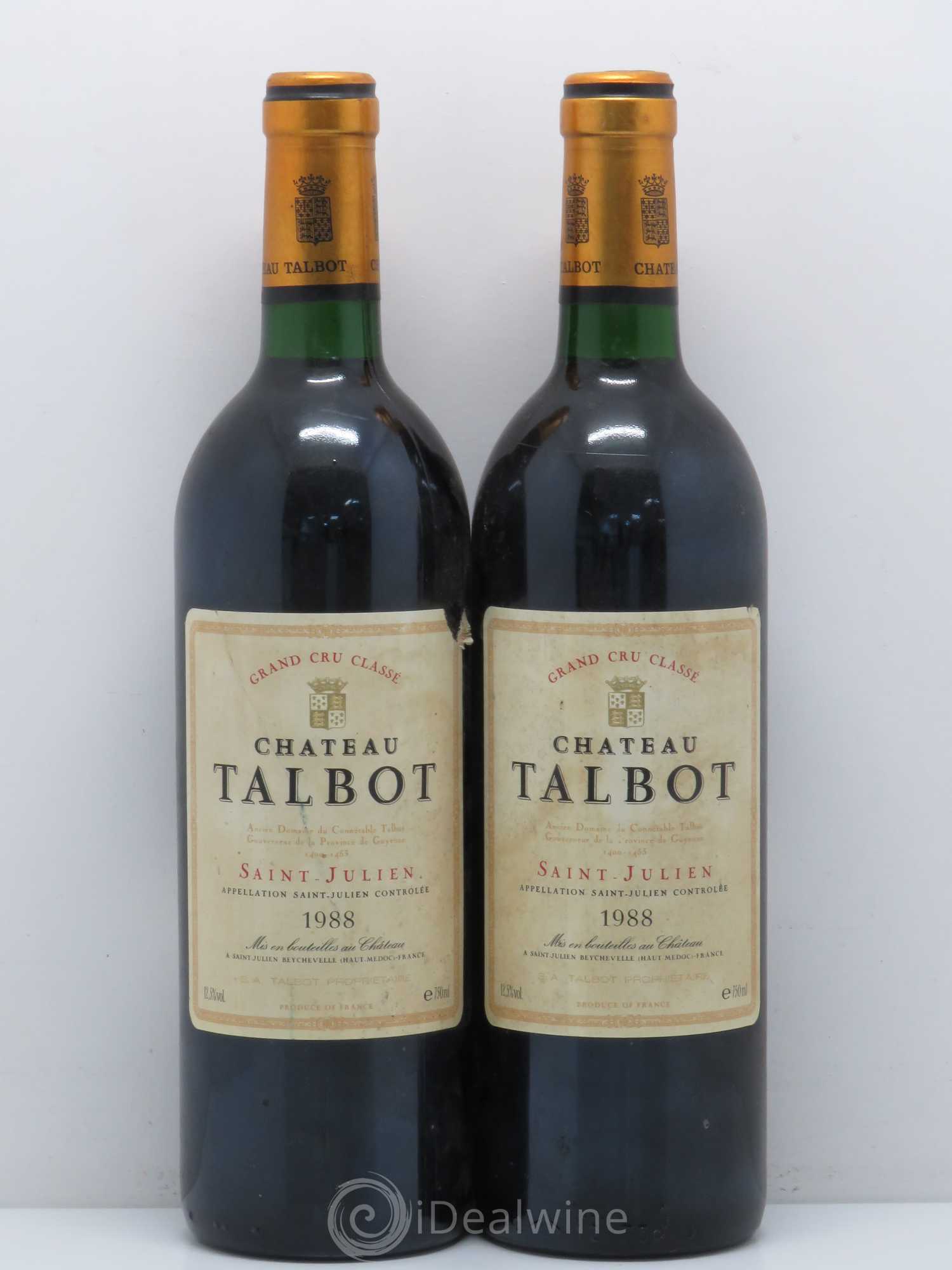Château Talbot 4ème Grand Cru Classé 1988 - Lot de 2 bouteilles - 0