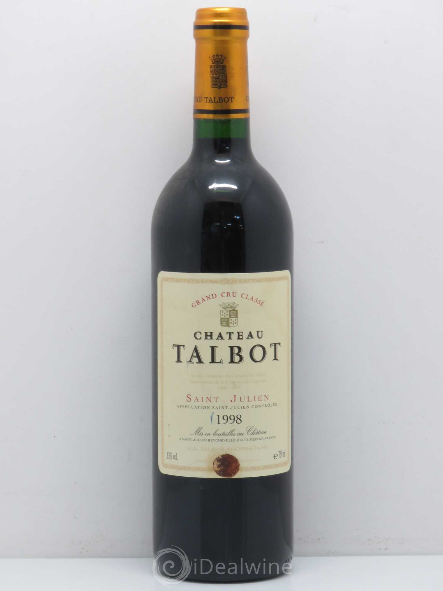 Château Talbot 4ème Grand Cru Classé 1998 - Lot de 1 bouteille - 0