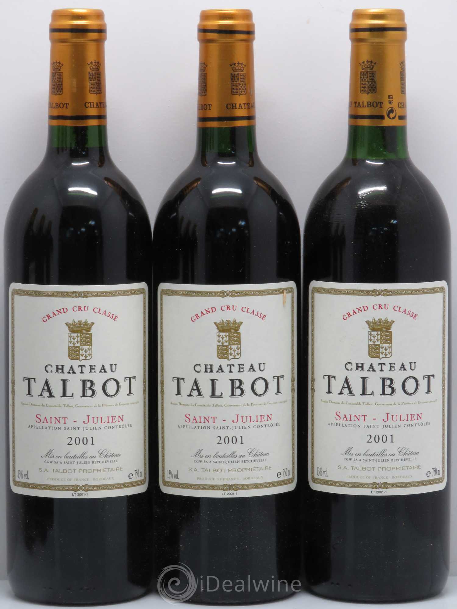 Château Talbot 4ème Grand Cru Classé 2001 - Lot de 6 bouteilles - 1