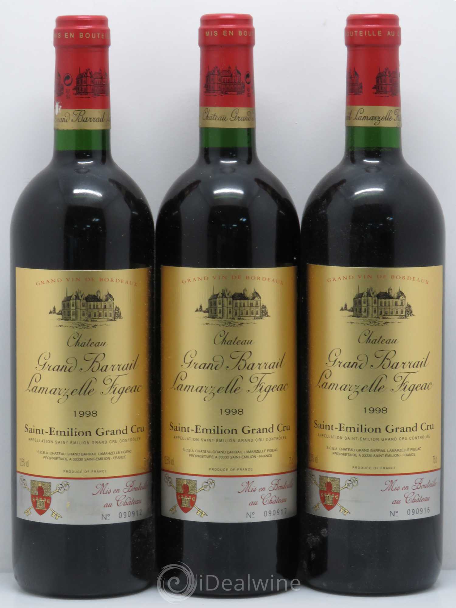 Château Grand Barrail Lamarzelle Figeac Grand Cru Classé 1998 - Lot de 12 bouteilles - 1