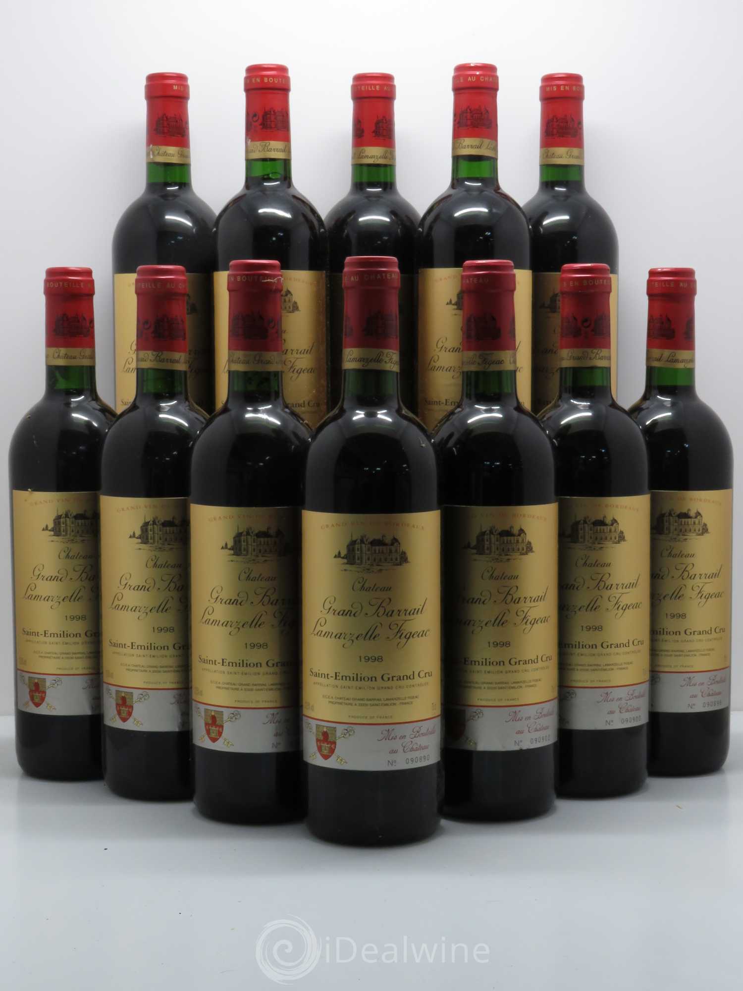 Château Grand Barrail Lamarzelle Figeac Grand Cru Classé 1998 - Lot de 12 bouteilles - 0