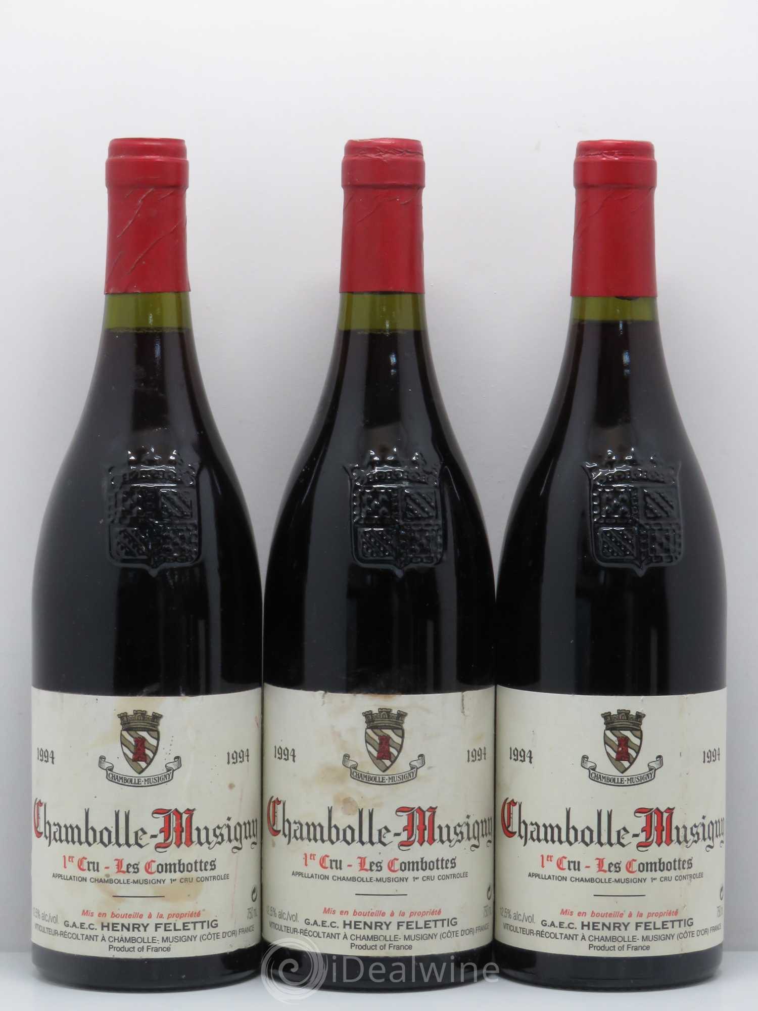 Chambolle-Musigny 1er Cru Les Combottes Domaine Henry Felettig 1994 - Posten von 6 Flaschen - 1