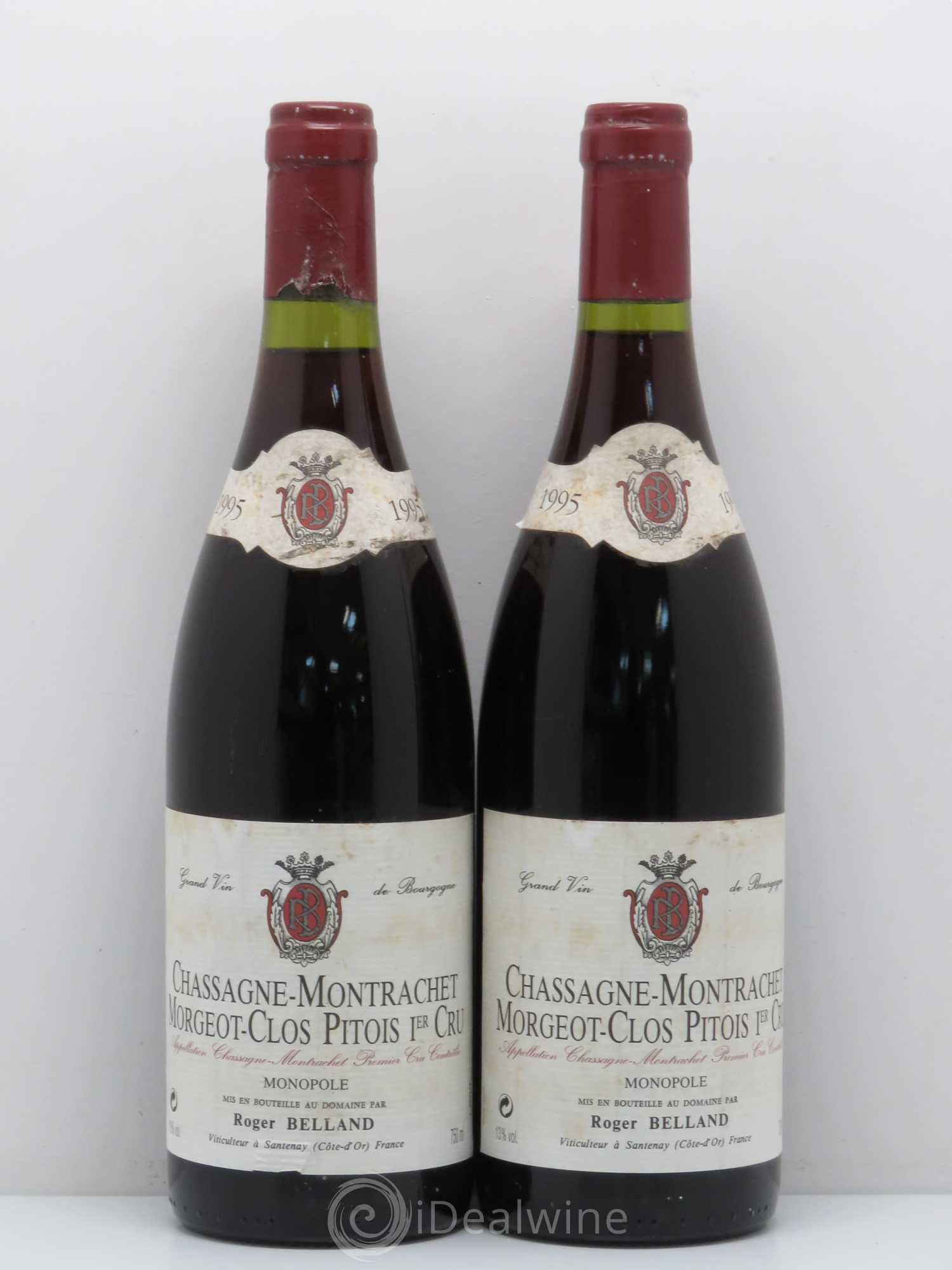 Chassagne-Montrachet 1er Cru Morgeot Clos Pitois Roger Belland 1995 - Lot de 2 bouteilles - 0