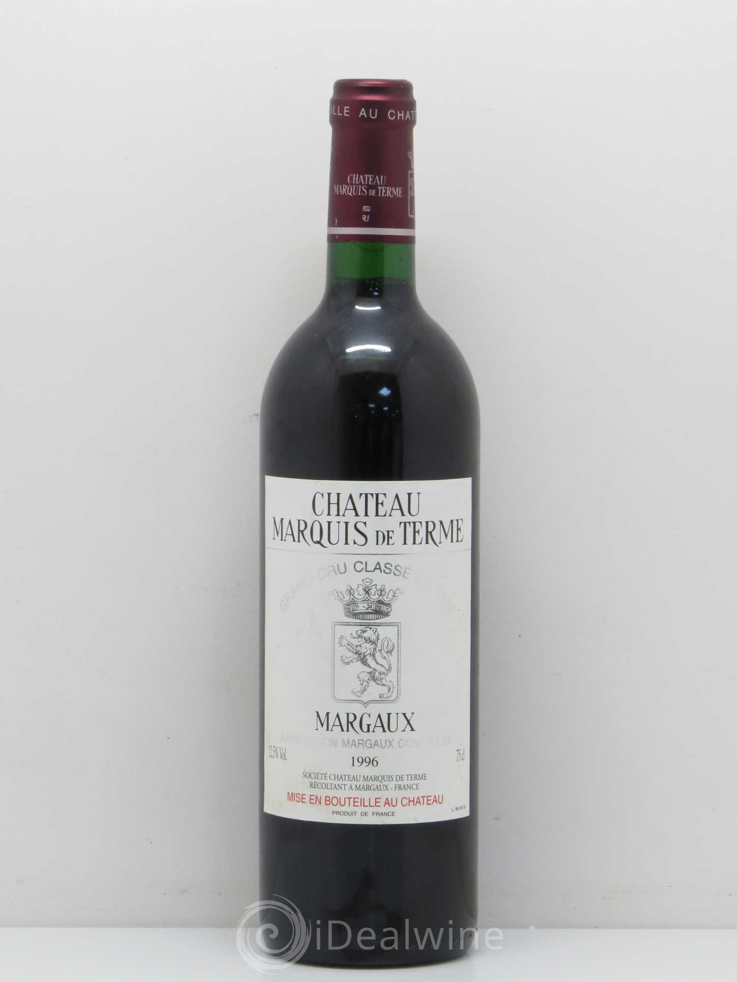 Château Marquis de Terme 4ème Grand Cru Classé 1996 - Lot de 1 bouteille - 0