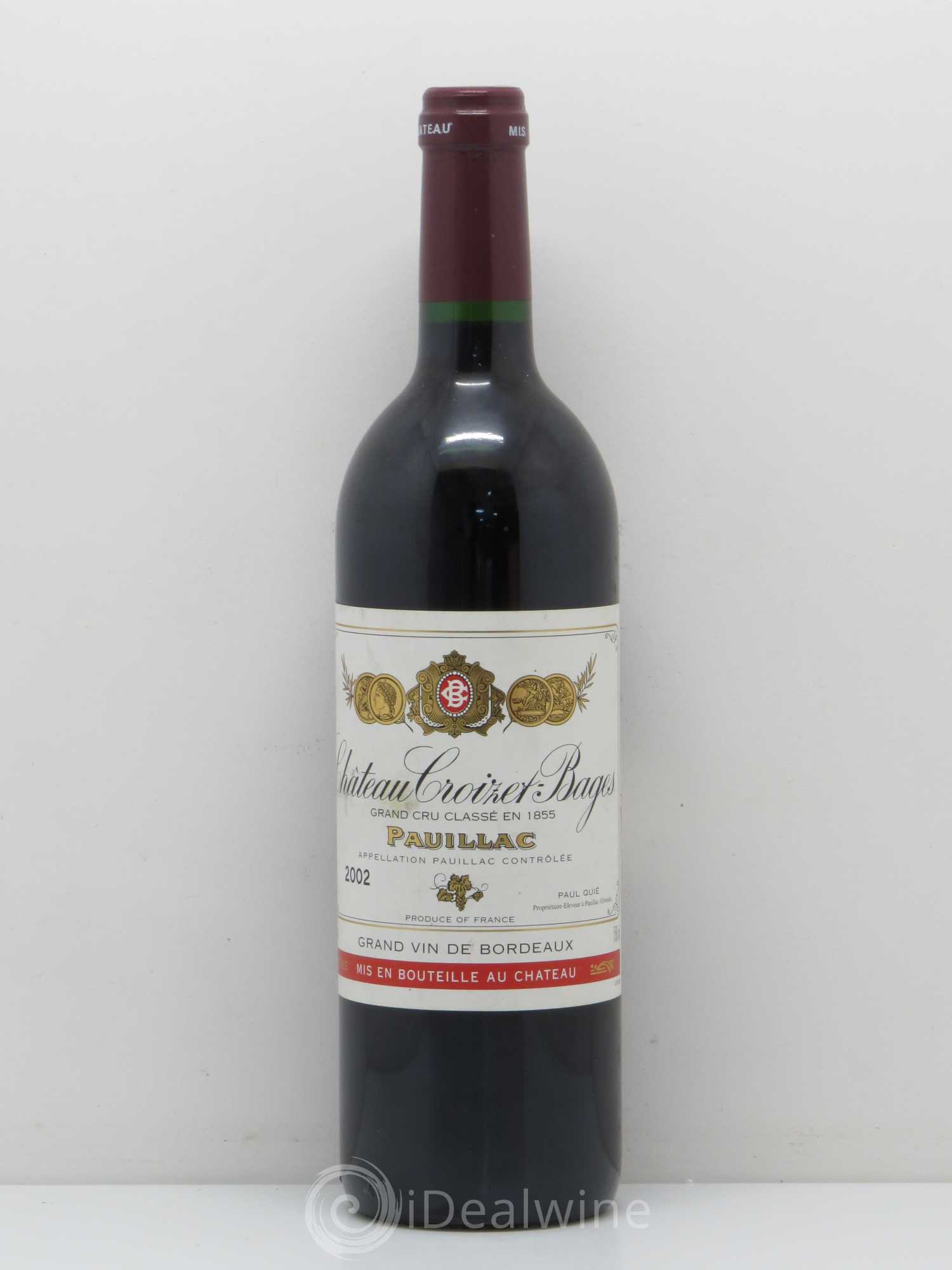 Château Croizet Bages 5ème Grand Cru Classé 2002 - Lot de 1 bouteille - 0