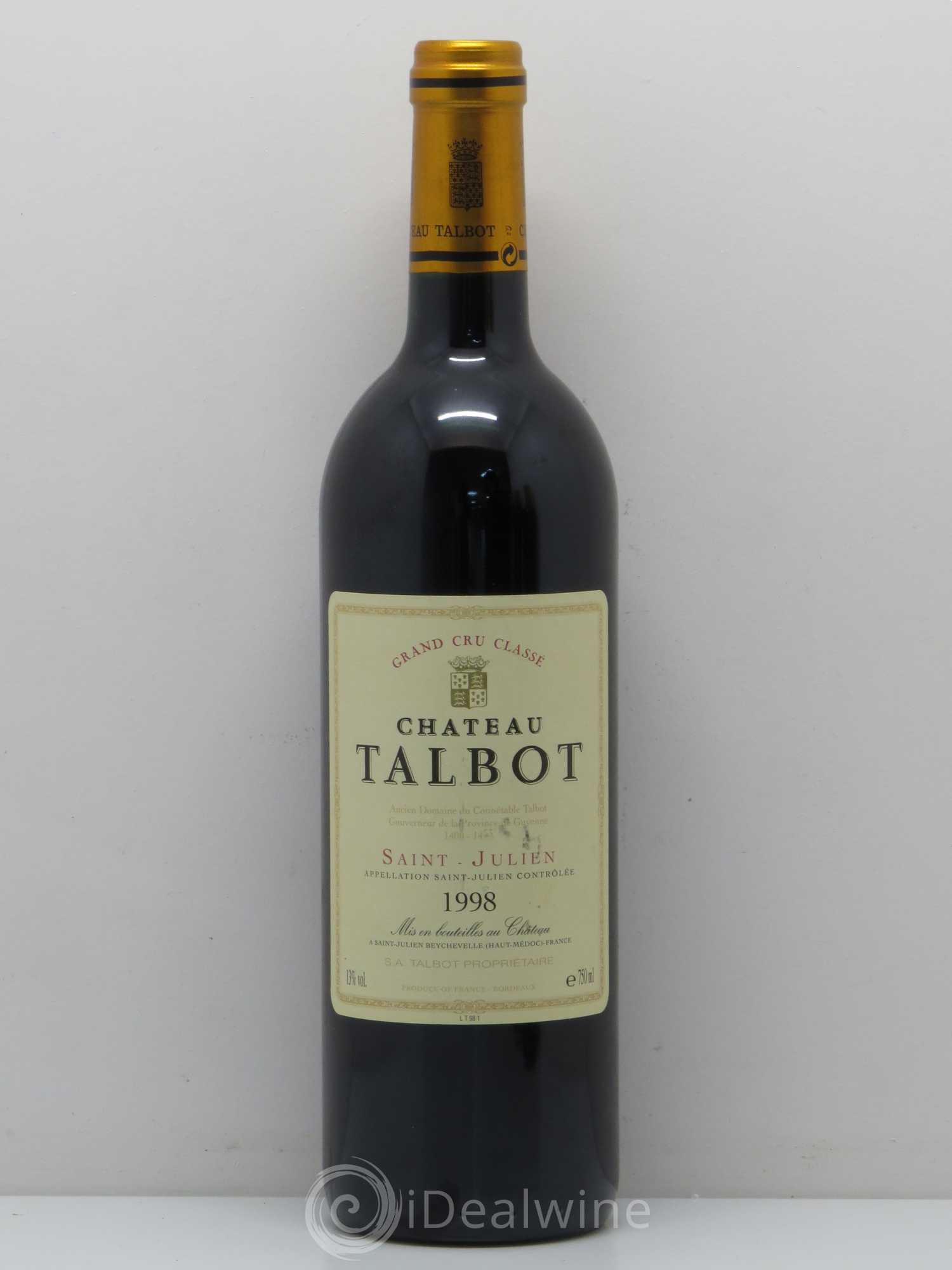 Château Talbot 4ème Grand Cru Classé 1998 - Lot de 1 bouteille - 0