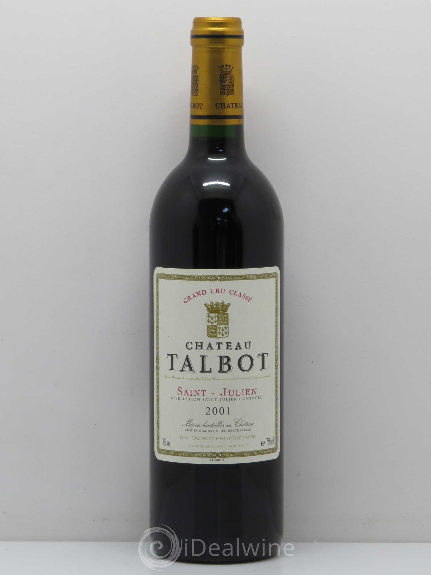 Château Talbot 4ème Grand Cru Classé 2001 - Lot de 1 bouteille - 0