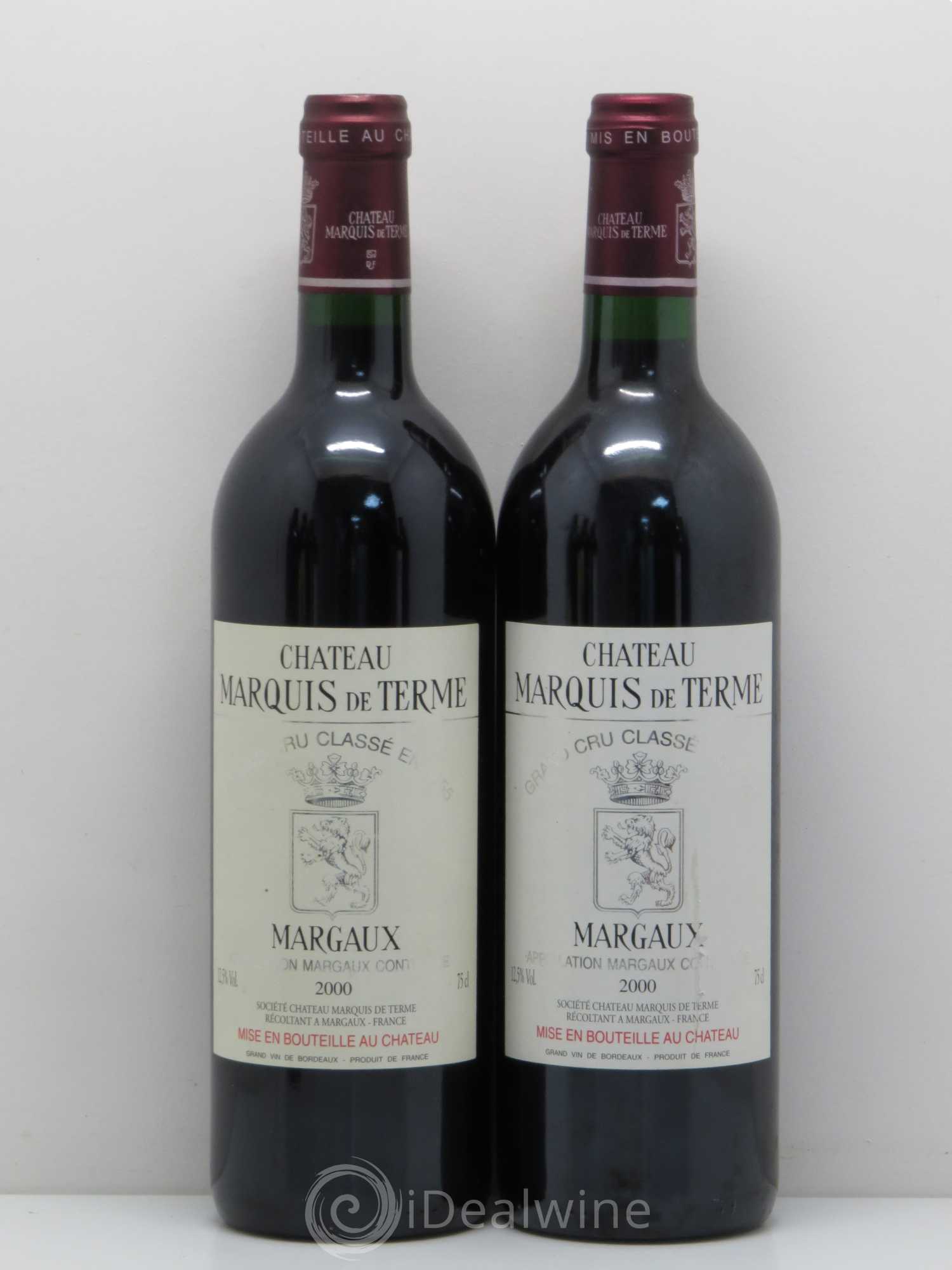 Château Marquis de Terme 4ème Grand Cru Classé 2000 - Lot de 2 bouteilles - 0