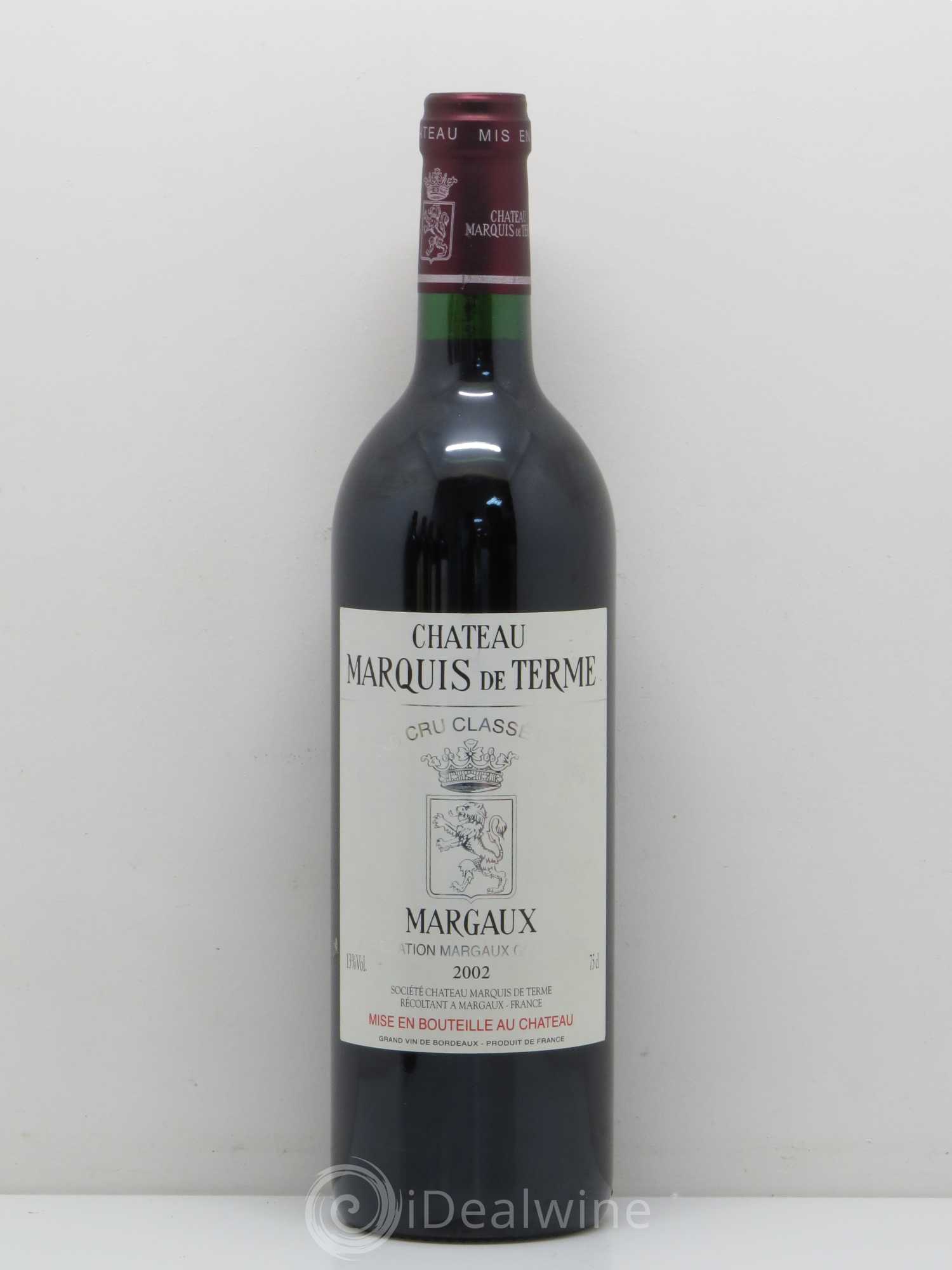 Château Marquis de Terme 4ème Grand Cru Classé 2002 - Lot de 1 bouteille - 0
