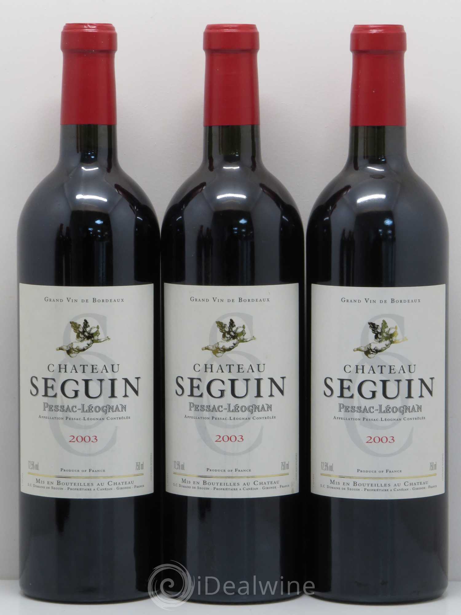 Pessac-Léognan Chateau Seguin 2003 - Posten von 6 Flaschen - 2