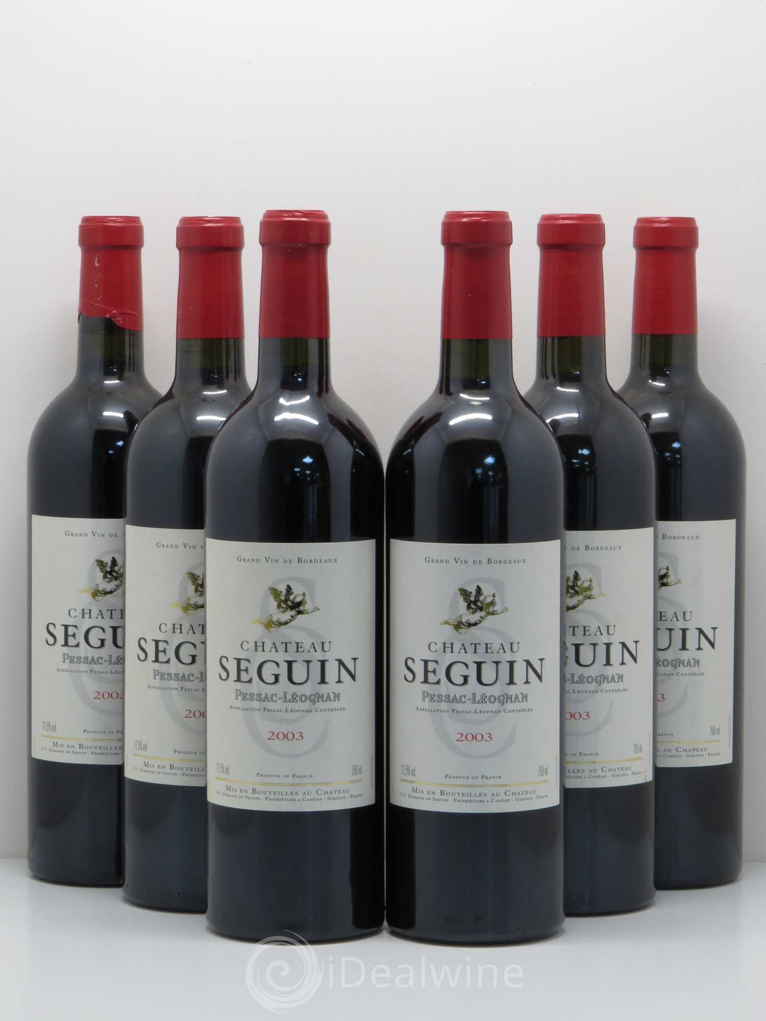 Pessac-Léognan Chateau Seguin 2003 - Posten von 6 Flaschen - 0