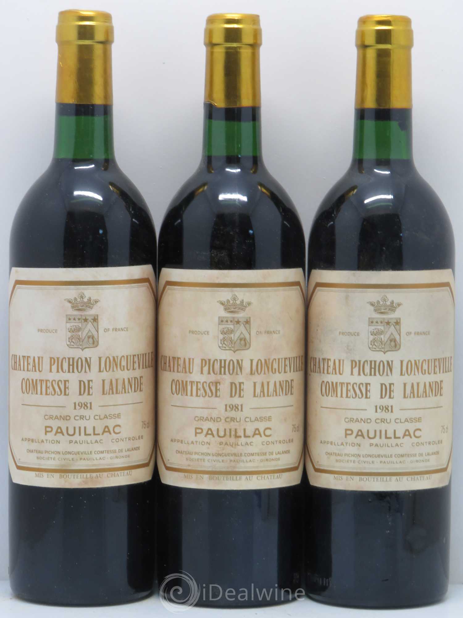 Château Pichon Longueville Comtesse de Lalande 2ème Grand Cru Classé 1981 - Lot de 3 bouteilles - 0