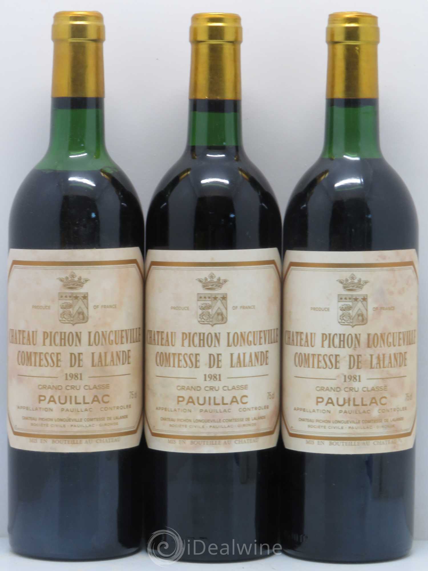 Château Pichon Longueville Comtesse de Lalande 2ème Grand Cru Classé 1981 - Lot de 3 bouteilles - 0