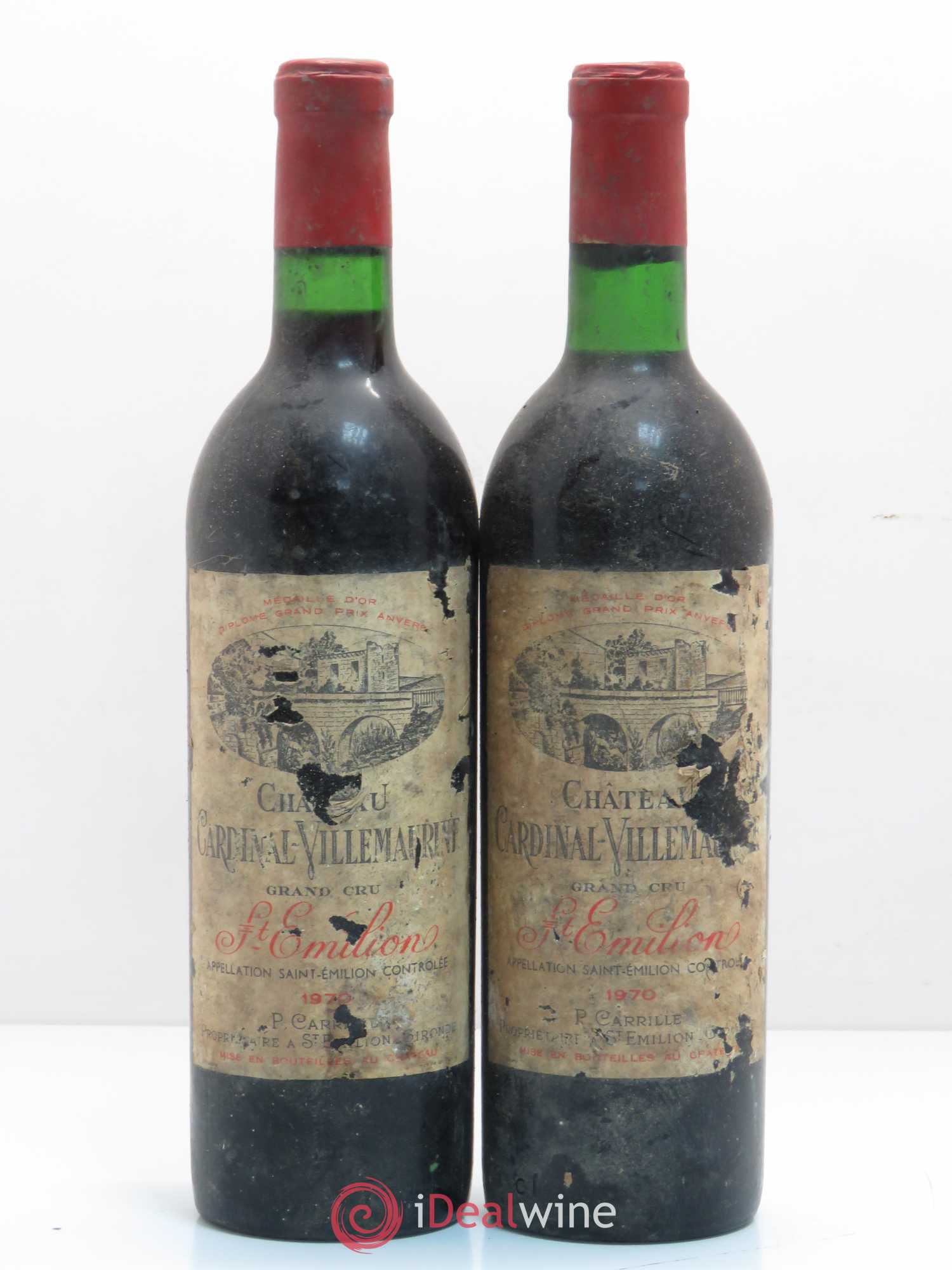Saint-Émilion Grand Cru Château Cardinal Villemaurine 1970 - Lot de 2 bouteilles - 0