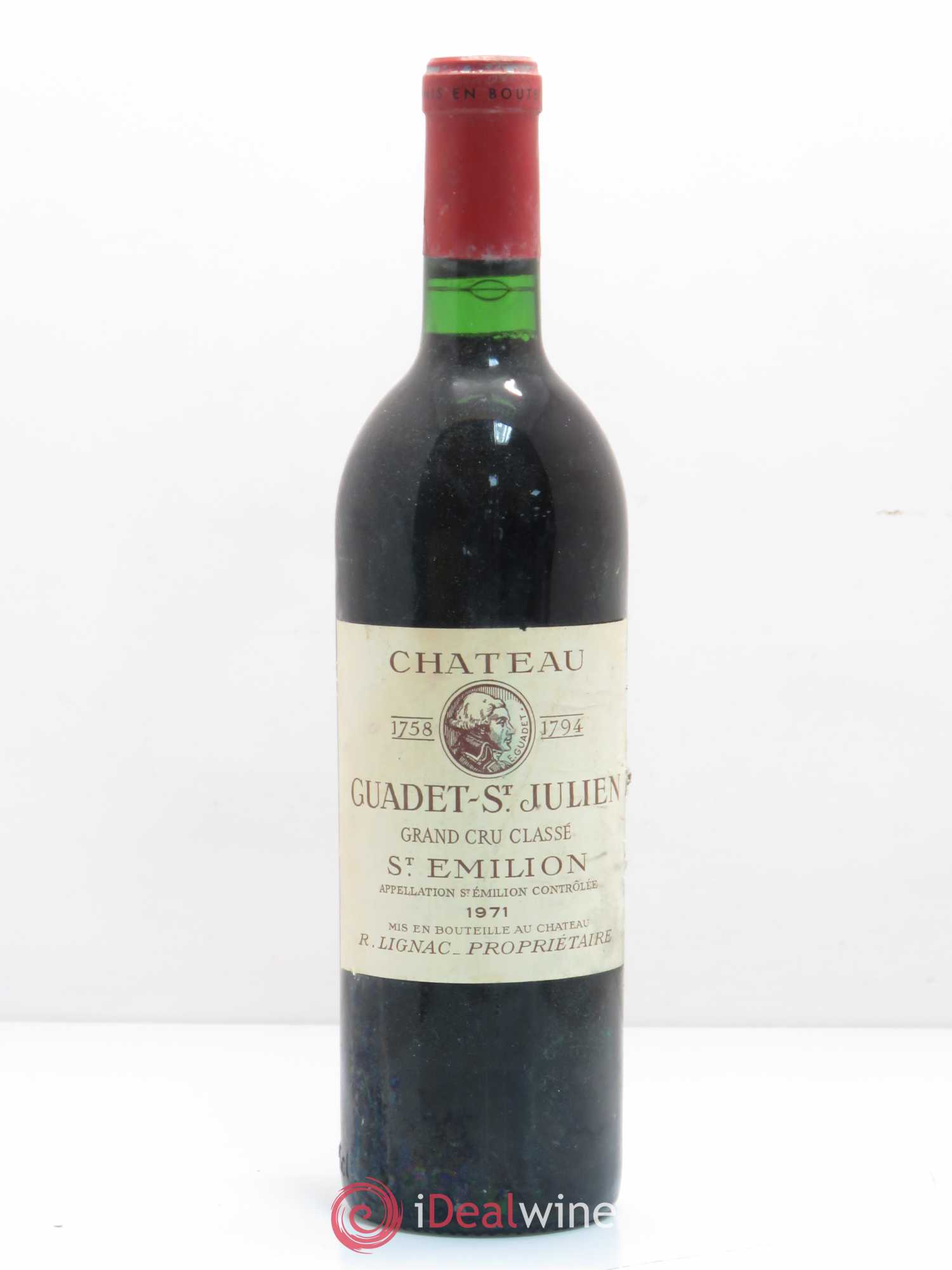 Château Guadet Grand Cru Classé 1971 - Lot de 1 bouteille - 0