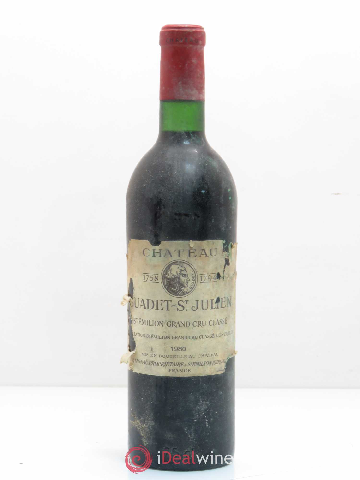Château Guadet Grand Cru Classé 1980 - Lot de 1 bouteille - 0