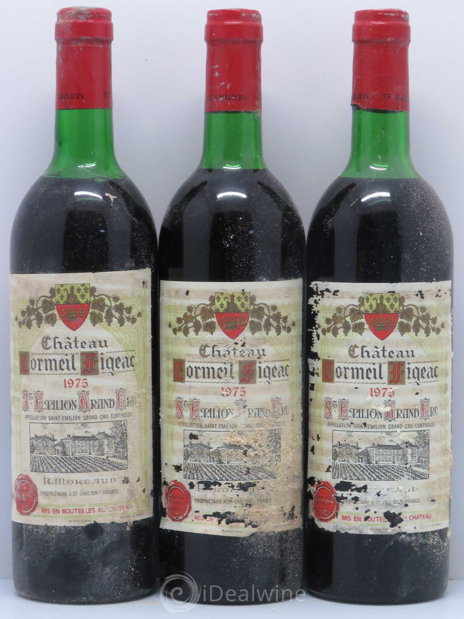 Château Cormeil Figeac 1975 - Lot de 3 bouteilles - 0