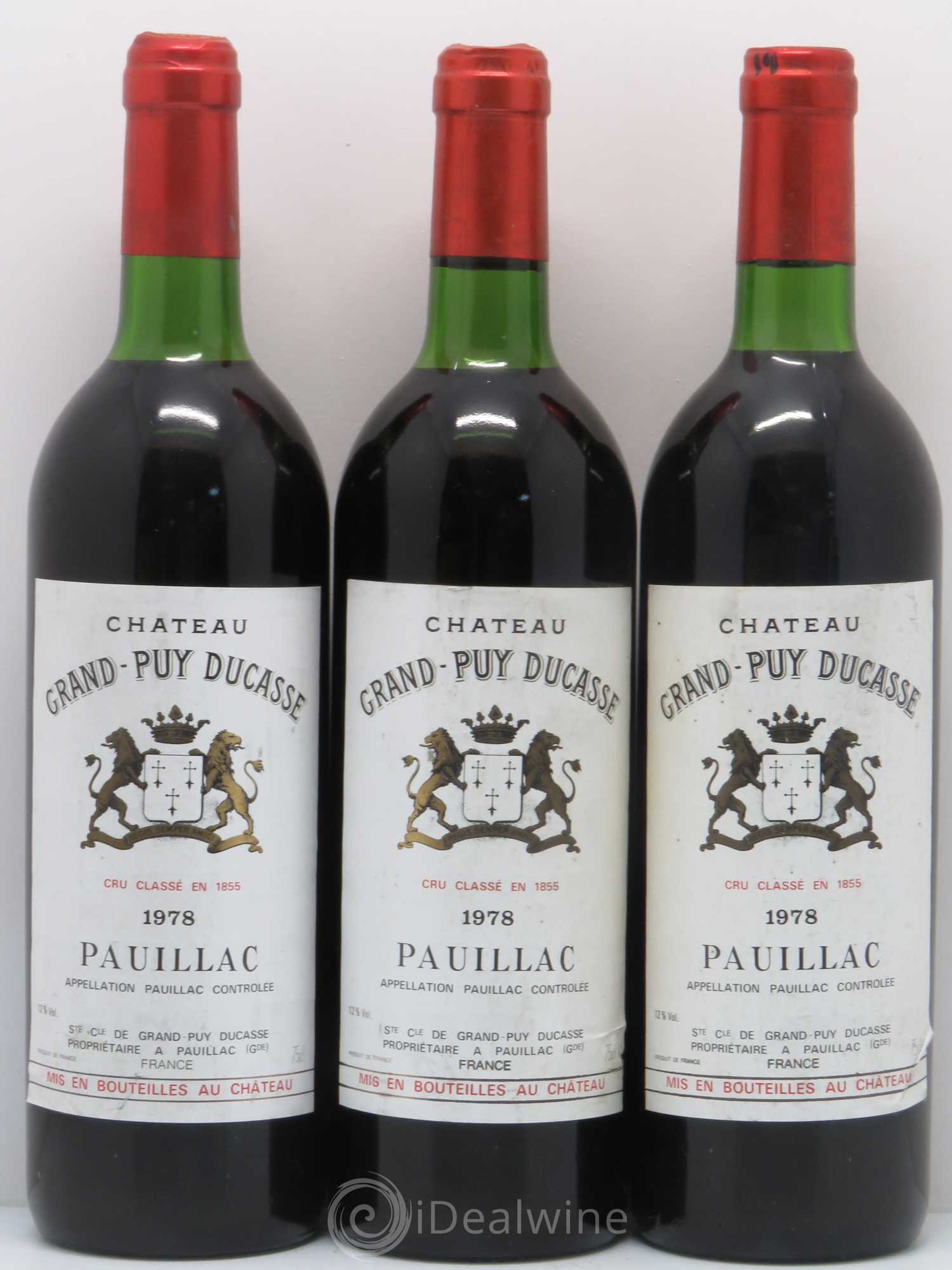 Château Grand Puy Ducasse 5ème Grand Cru Classé 1978 - Lot de 3 bouteilles - 0