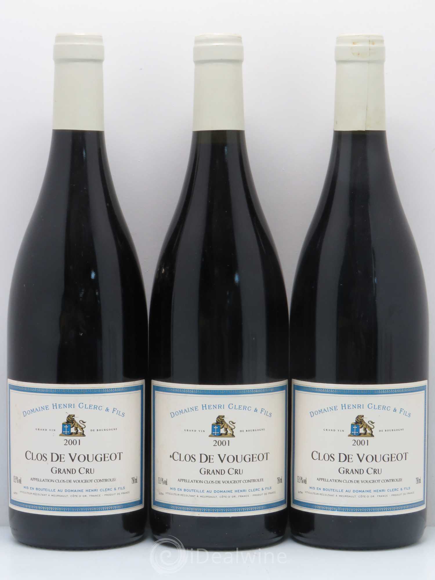 Clos de Vougeot Grand Cru Domaine Henri Clerc 2001 - Lot de 3 bouteilles - 0