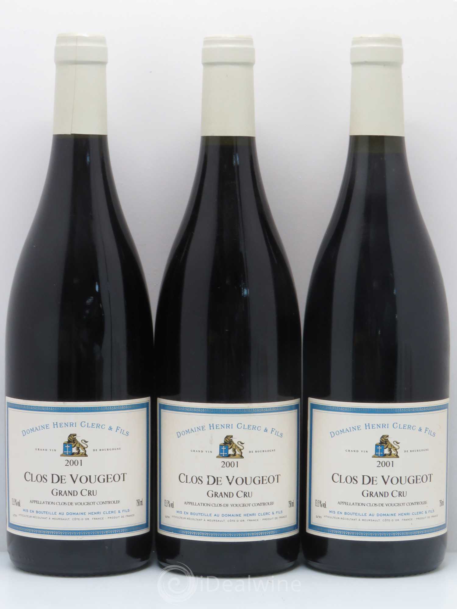 Clos de Vougeot Grand Cru Domaine Henri Clerc 2001 - Lot de 3 bouteilles - 0