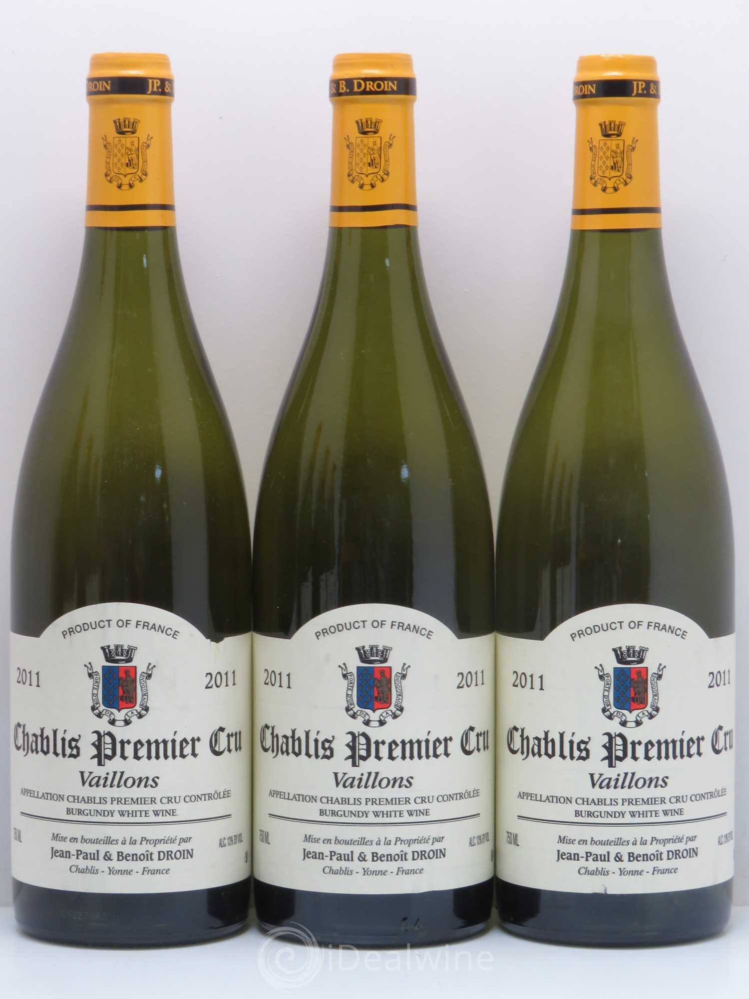 Chablis 1er Cru Vaillons Jean-Paul & Benoît Droin (Domaine) 2011 - Lot de 6 bouteilles - 1