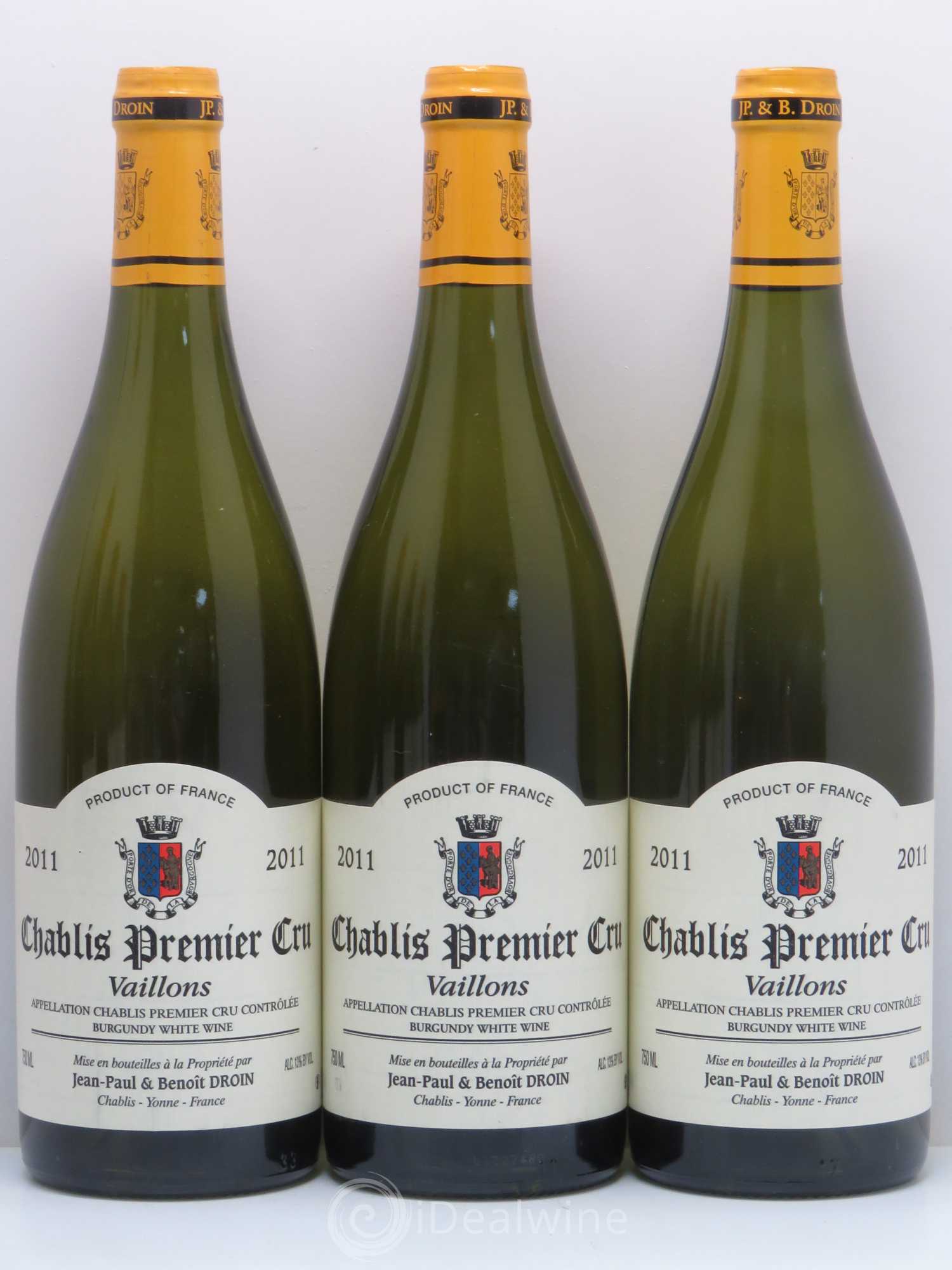 Chablis 1er Cru Vaillons Jean-Paul & Benoît Droin (Domaine) 2011 - Lot de 6 bouteilles - 1