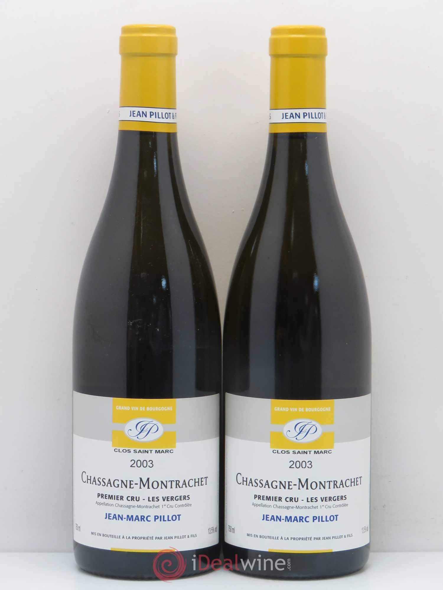 Chassagne-Montrachet 1er Cru Les Vergers Clos Saint-Marc Jean-Marc Pillot et Fils (Domaine) (sans prix de réserve) 2003 - Lot de 2 bouteilles - 0