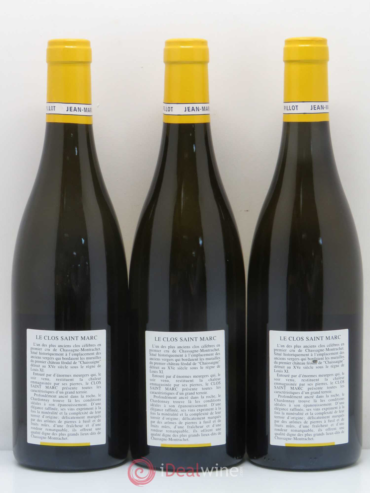 Chassagne-Montrachet 1er Cru Les Vergers Clos Saint-Marc Jean-Marc Pillot et Fils (Domaine) 2007 - Lot de 3 bouteilles - 1