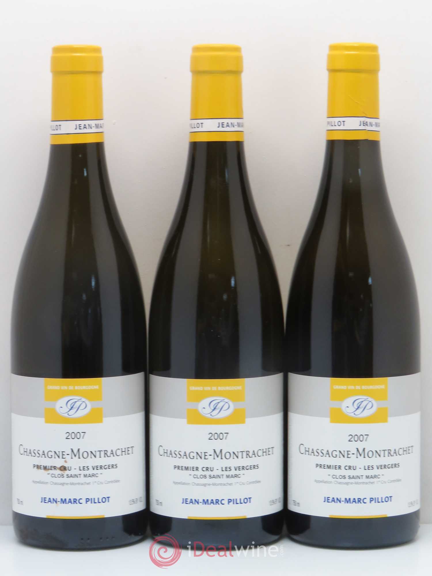 Chassagne-Montrachet 1er Cru Les Vergers Clos Saint-Marc Jean-Marc Pillot et Fils (Domaine) 2007 - Lot de 3 bouteilles - 0