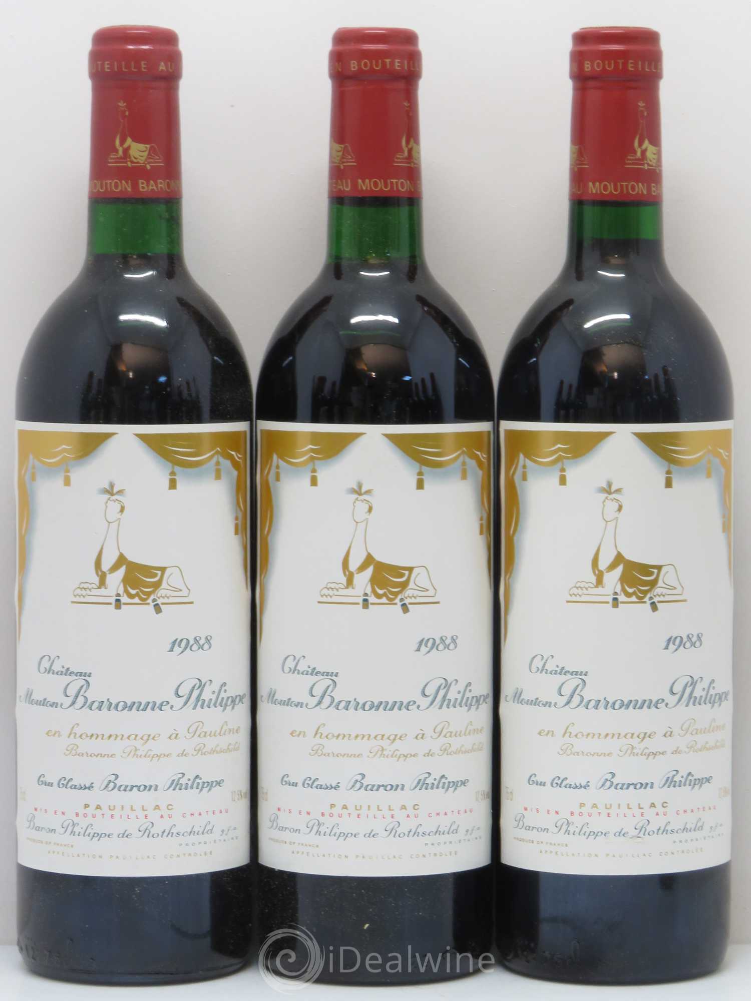 Château d' Armailhac - Mouton Baron(ne) Philippe 5ème Grand Cru Classé 1988 - Lot de 12 bouteilles - 1