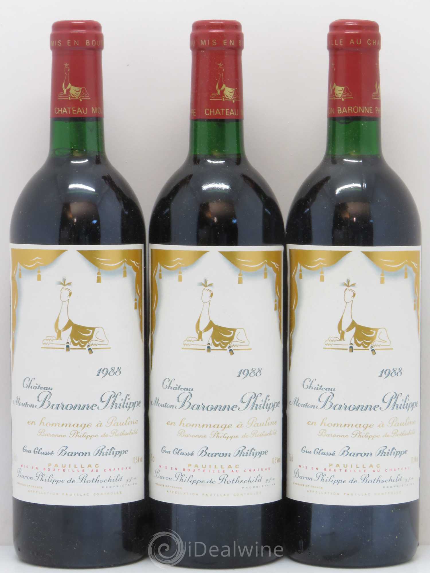 Château d' Armailhac - Mouton Baron(ne) Philippe 5ème Grand Cru Classé 1988 - Lot de 12 bouteilles - 1